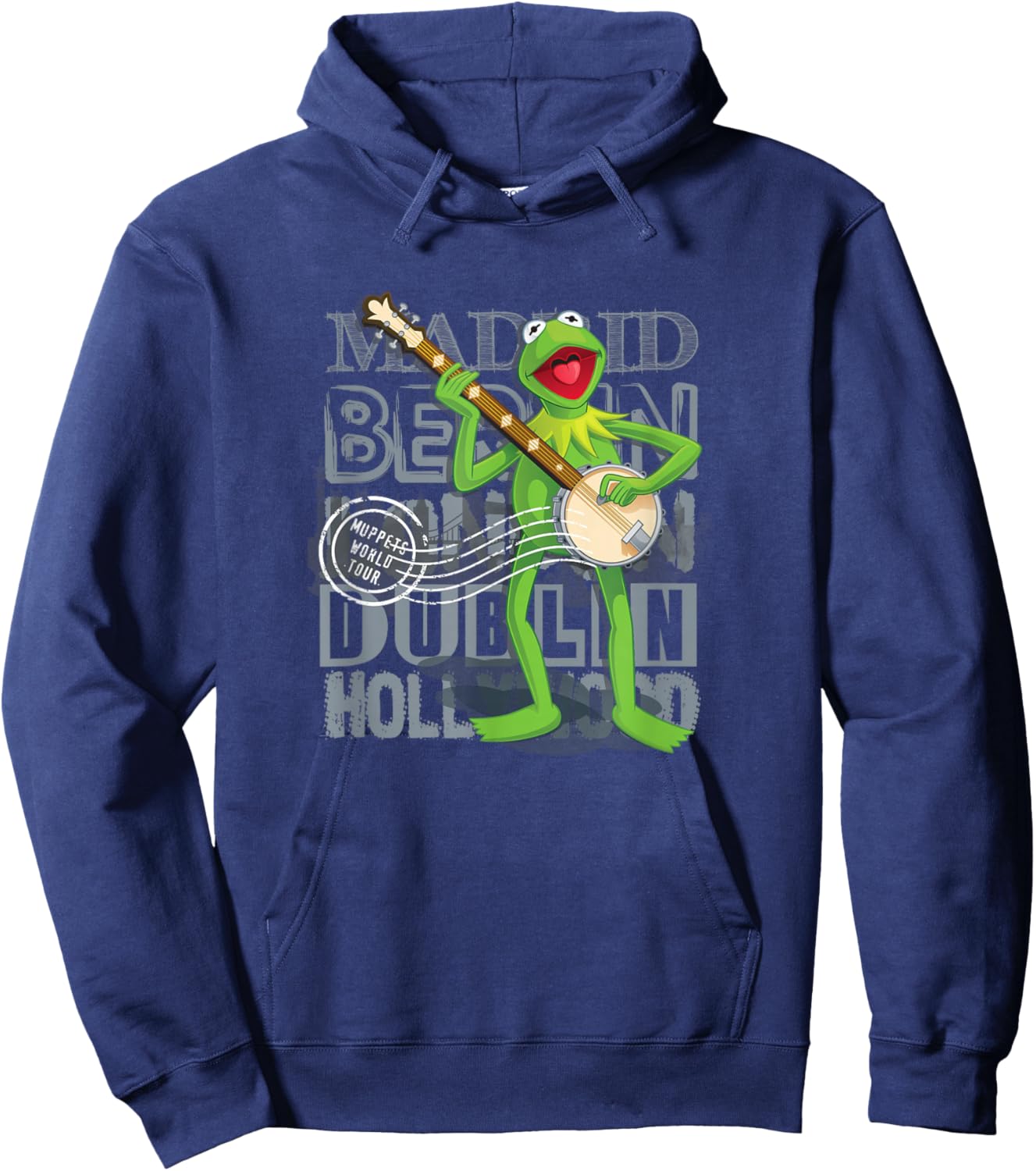 Disney The Muppets Vintage World Tour Kermit Banjo Poster Hoodie - Hoodie | Navy