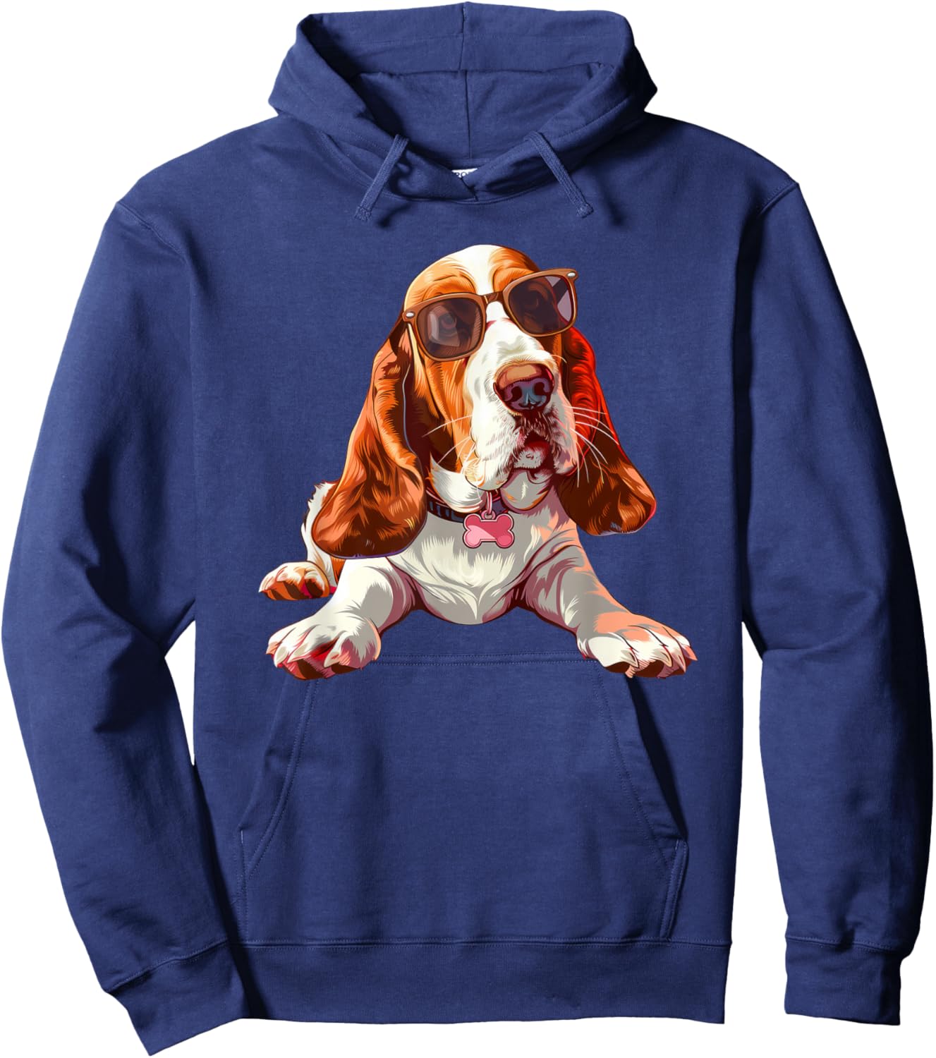 Basset Hound Dog Sunglasses Hoodie - Hoodie | Navy