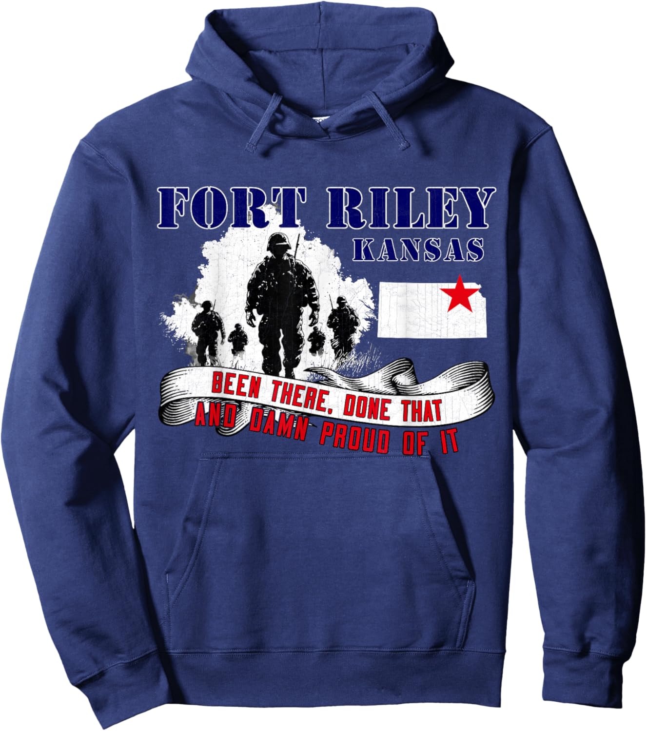 Fort Riley Kansas US Military Base Veterans Day Gifts Hoodie - Hoodie | Navy