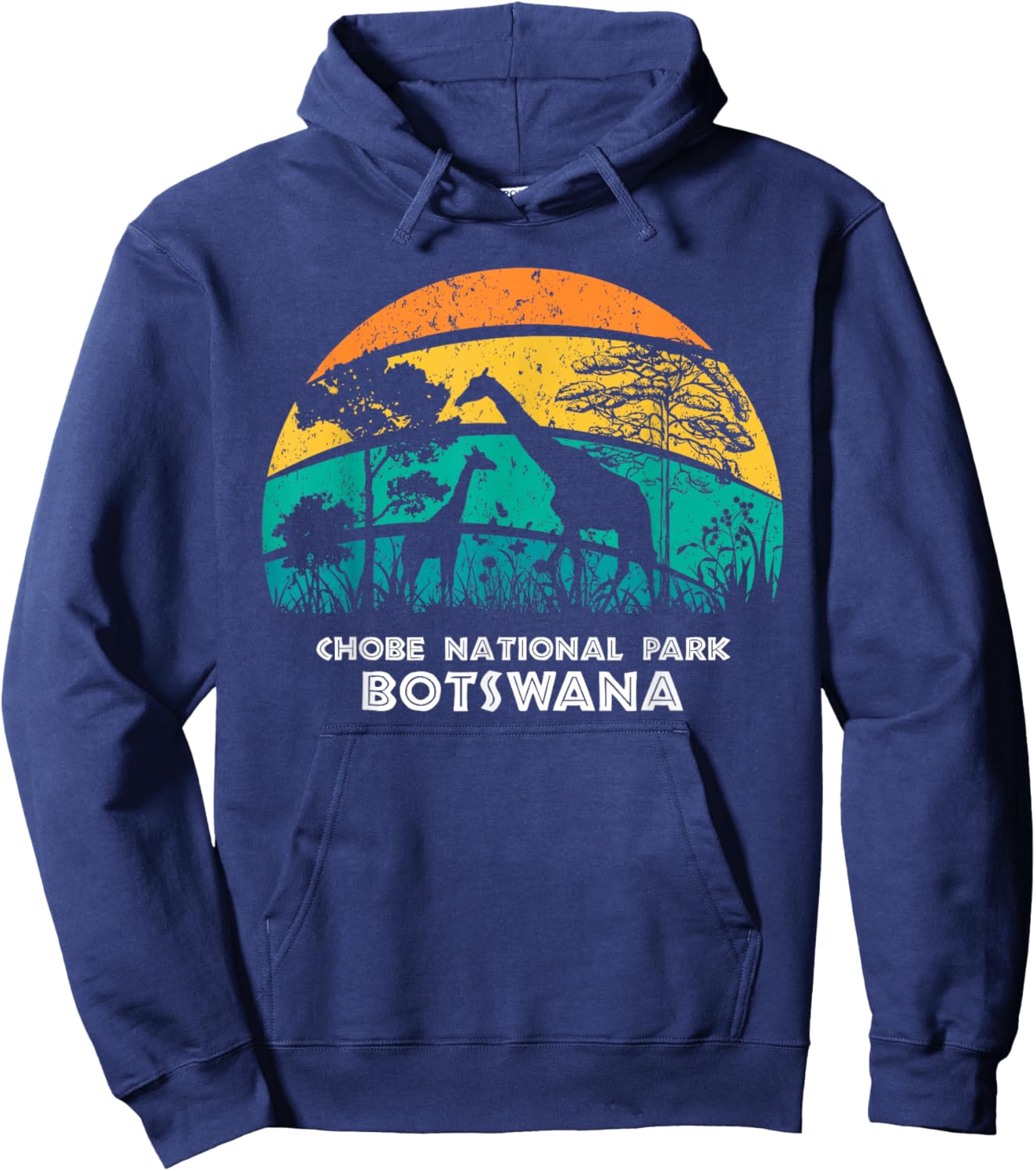 Vintage Retro Chobe National Park, Botswana Africa Safari Gi Hoodie - Hoodie | Navy