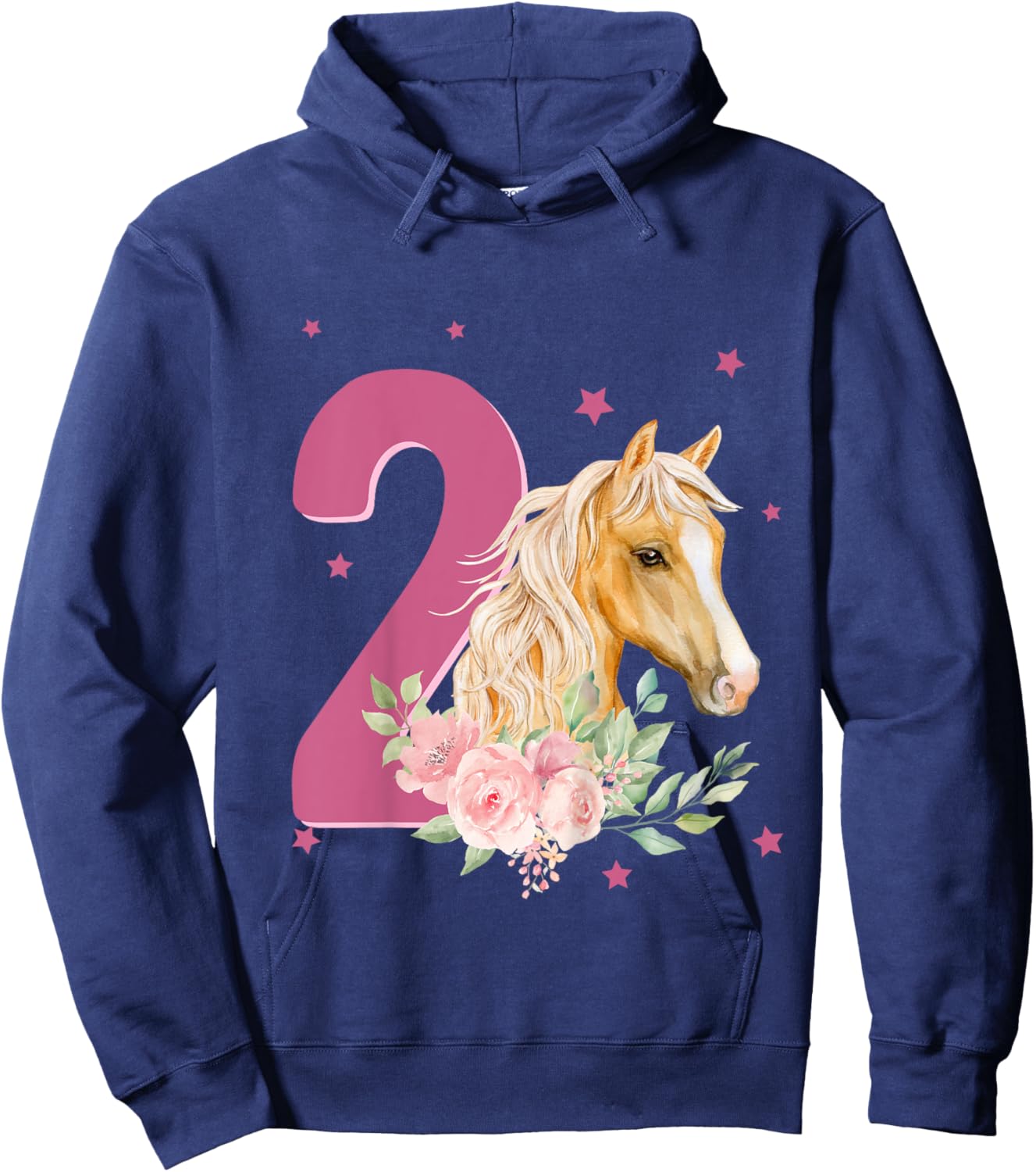 Kids 2nd Birthday Horse 2 Years Old Two Finally 2 Birthday Girl Hoodie - Hoodie | Navy