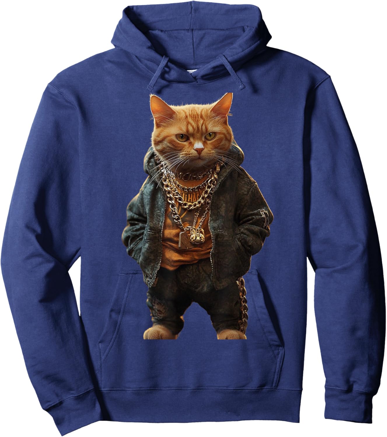 Thug Gangster Life Cat For Hip Hop Fans Meme and Cat lovers Women Girls Kids Hoodie - Hoodie | Navy