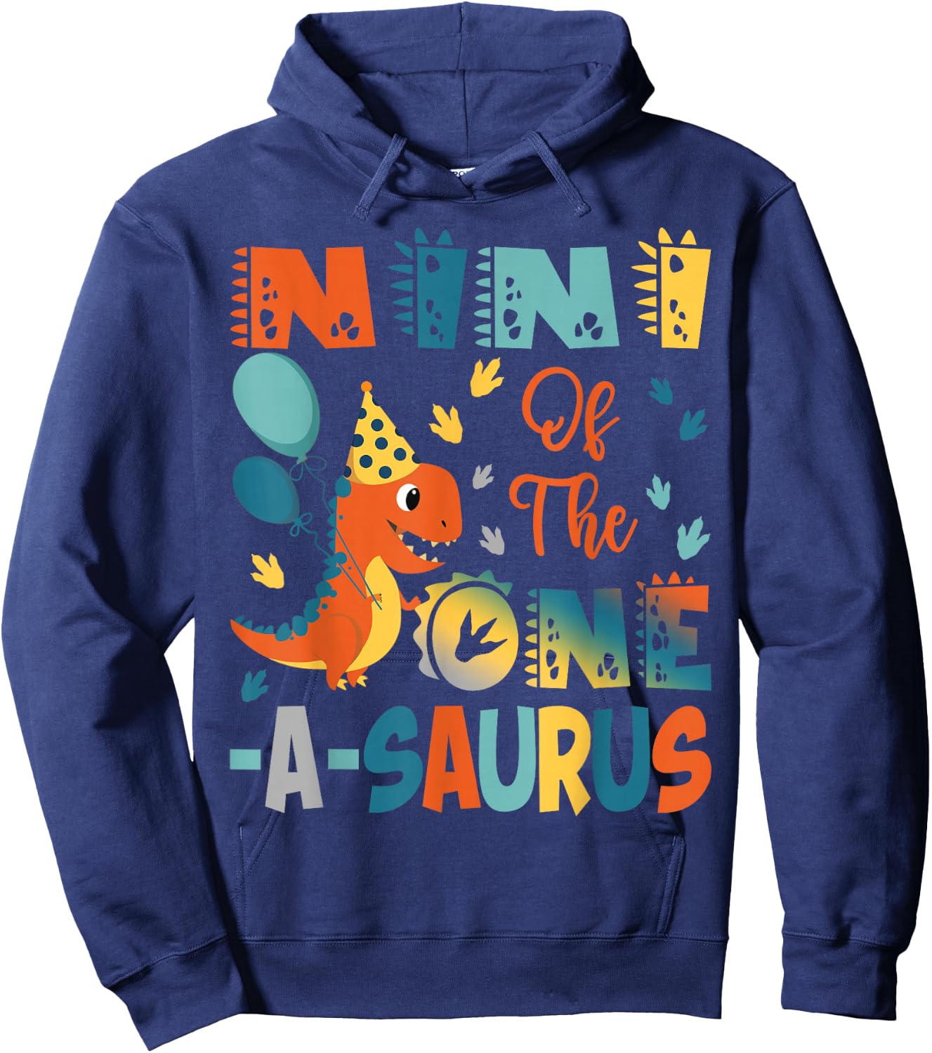 Nini Of The One-A-Saurus 2Nd Birthday Dinosaur Party Hoodie - Hoodie | Navy