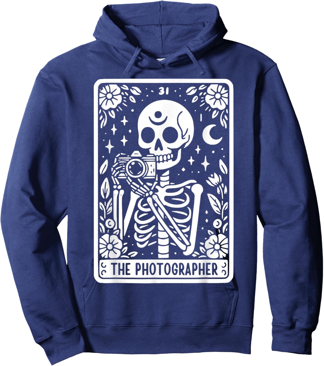 The Photographer Skeleton Tarot Card Photographer Cameraman Hoodie - Hoodie | Navy