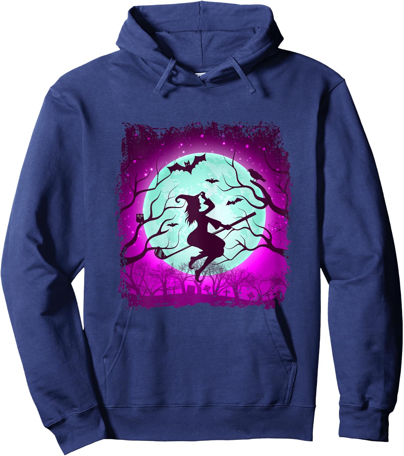 Golf Witch Riding Golf Stick Funny Halloween Golf Player Hoodie - Hoodie | Navy