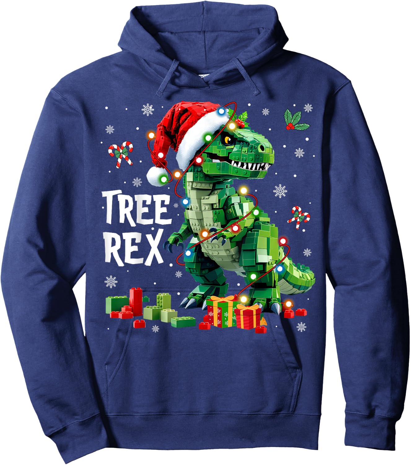 Christmas Builder Block Brick Building Dinosaur Boys Hoodie - Hoodie | Navy