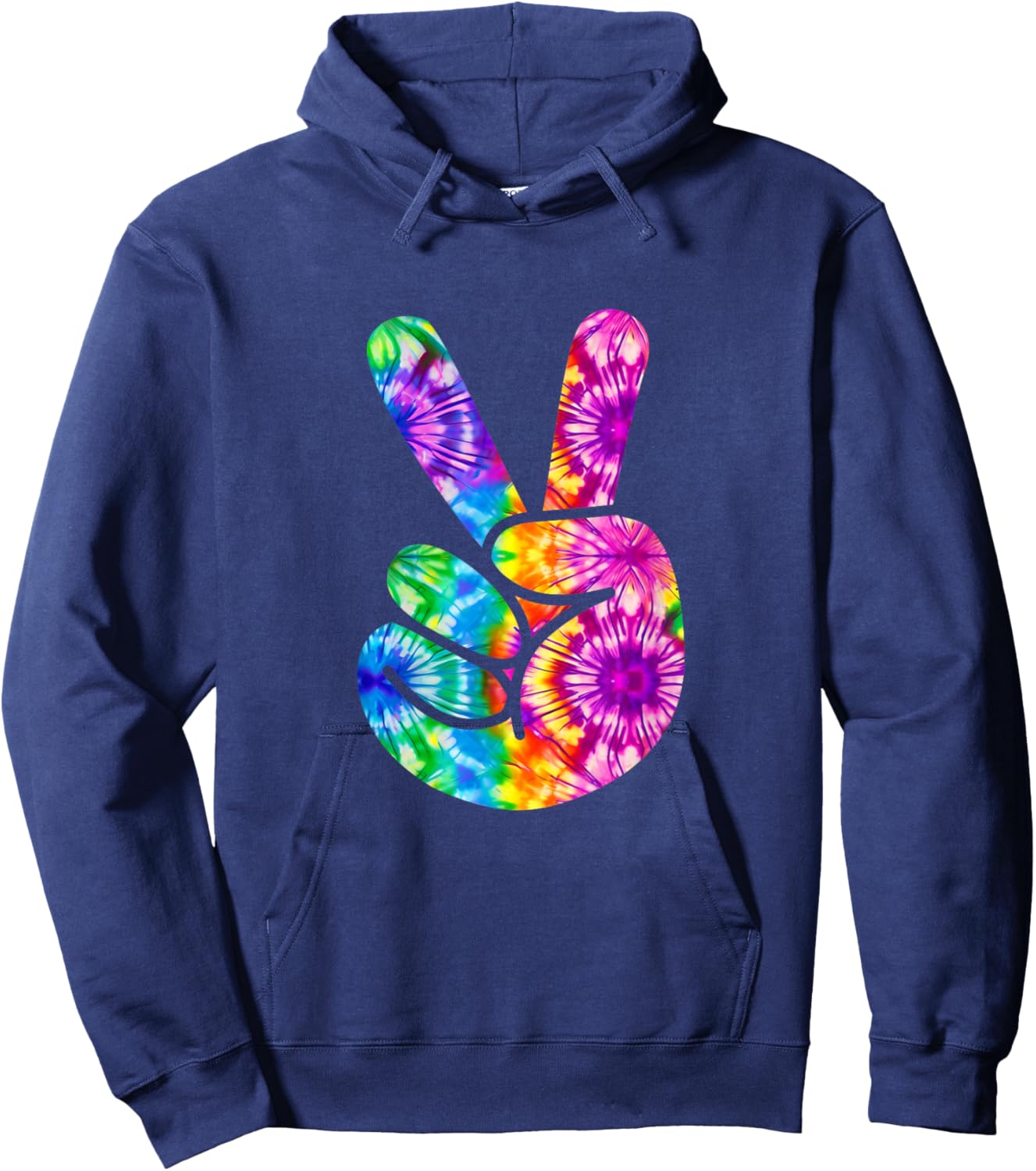 Tie Dye Groovy Peace Sign 70s Hippie Vintage Girls and Women Hoodie - Hoodie | Navy