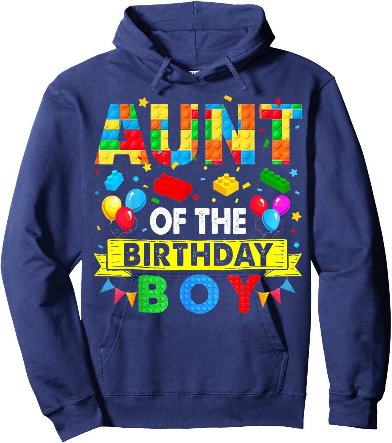 Aunt Of The Birthday Boy Master Builder Blocks Building Hoodie - Hoodie | Navy
