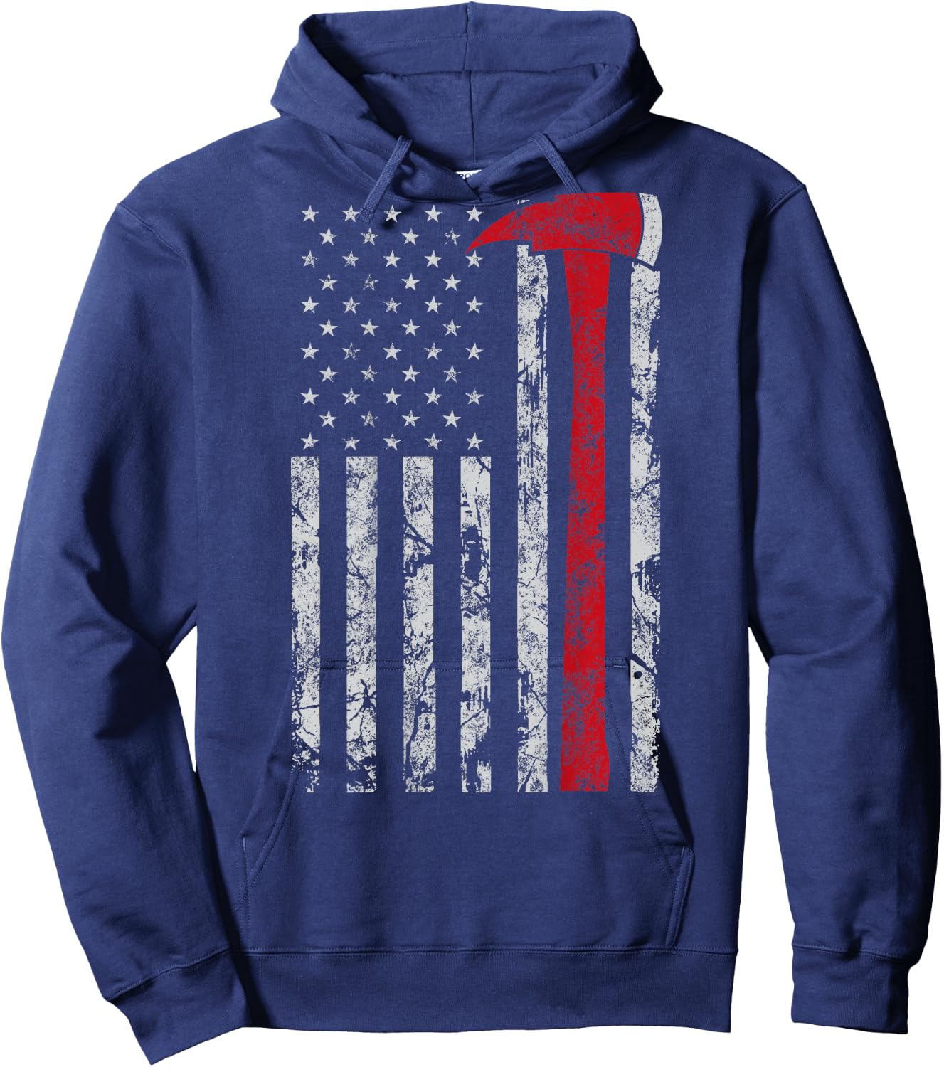 Thin red line Axe American Flag Patriot Firefighter Gift Hoodie - Hoodie | Navy