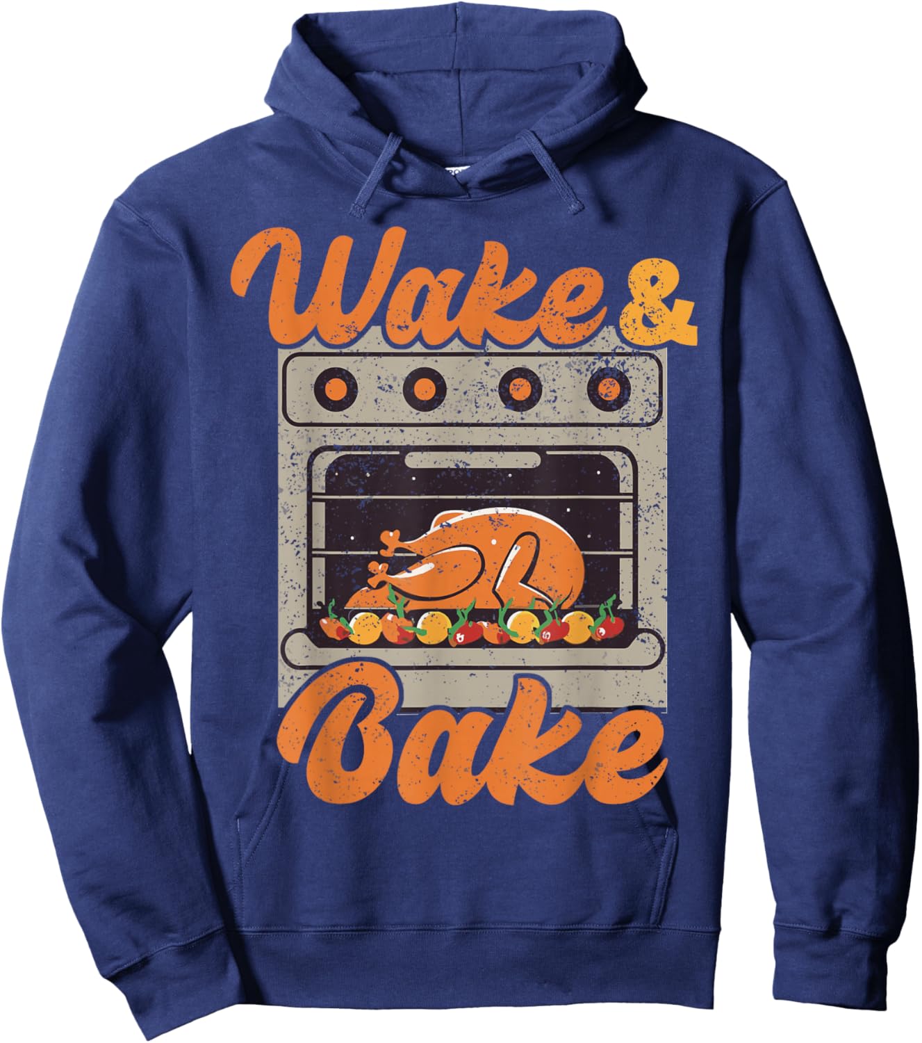 Wake Bake Turkey Feast Meal Dinner Chef Funny Thanksgiving Hoodie - Hoodie | Navy