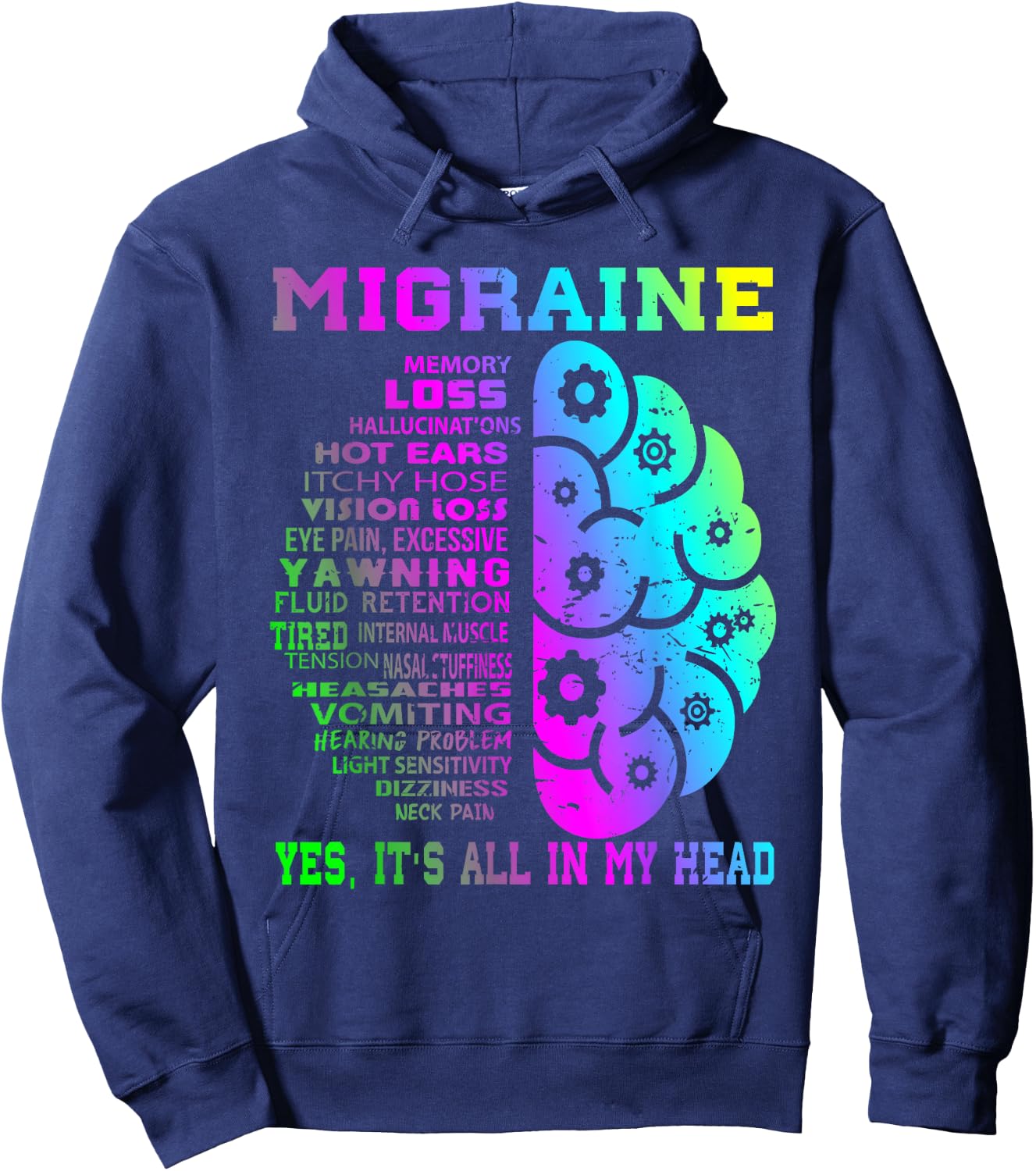 Cool Migraine Memory Less Hallucinations Hoodie - Hoodie | Navy