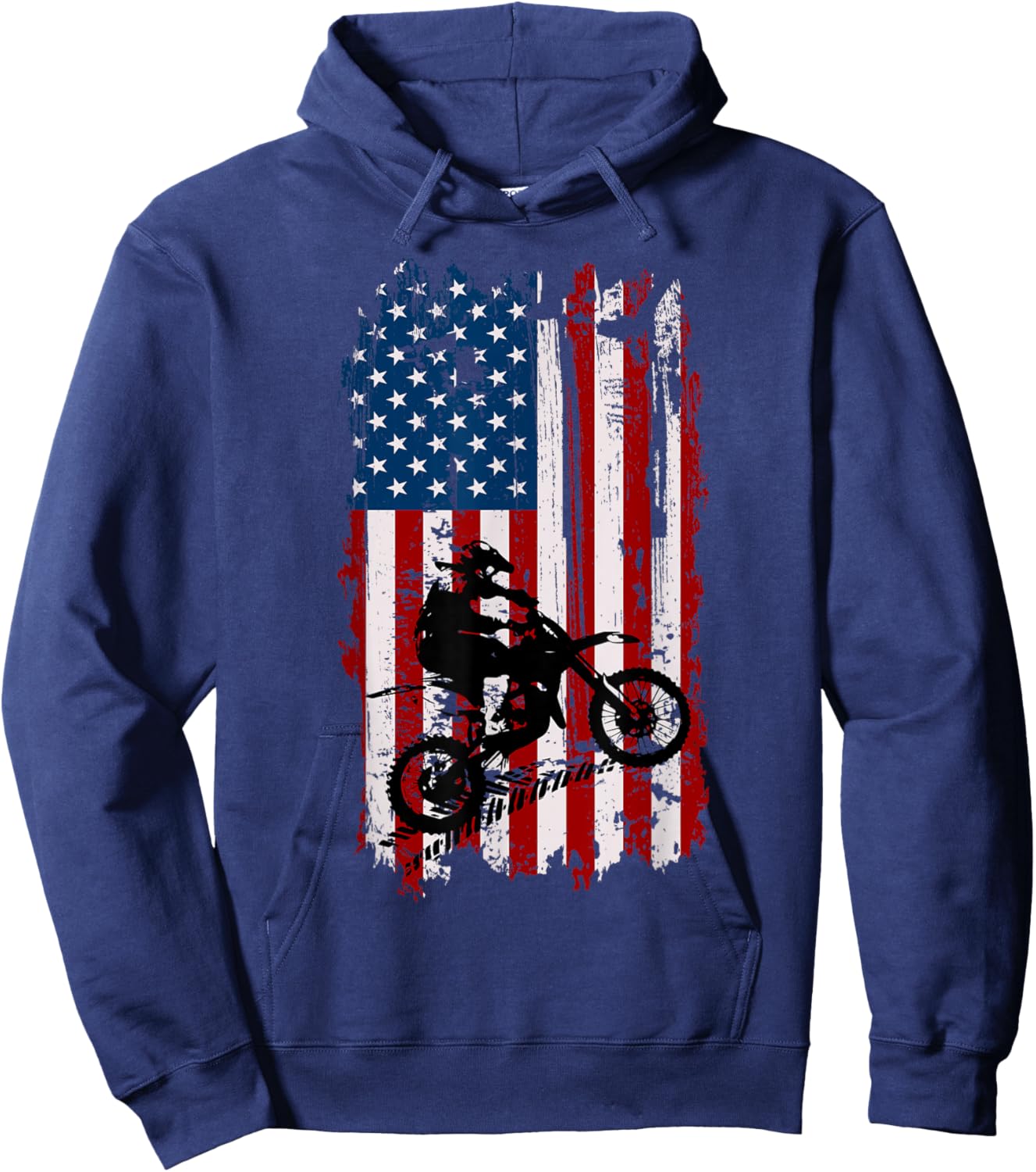 Dirt Bike USA Flag Motocross American Flag Hoodie - Hoodie | Navy