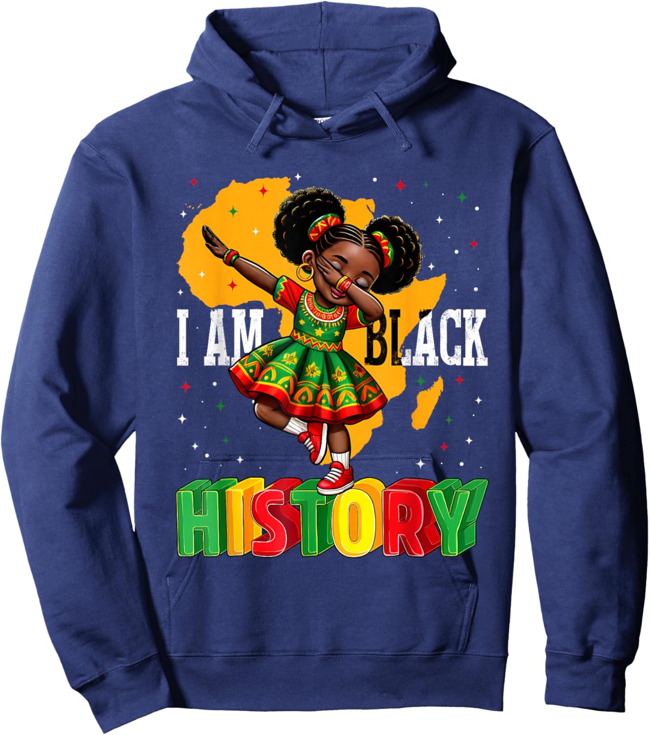 African American Girl Kid I Am Black History Month Hoodie - Hoodie | Navy