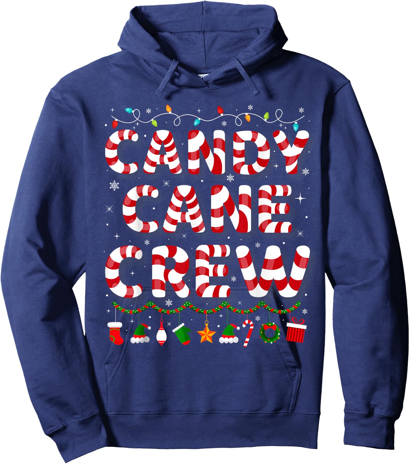 Candy Cane Crew Funny Christmas Candy Cane Lover Xmas Pajama Hoodie - Hoodie | Navy