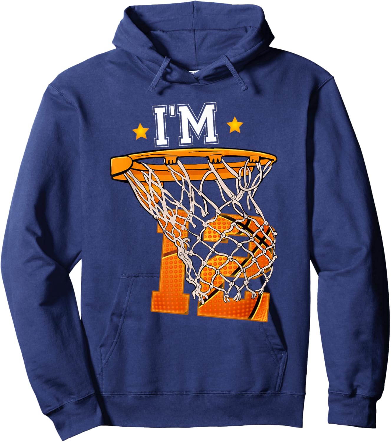 12th Birthday Basketball Shirt I'm 12 Boy Girl 12th Birthday Hoodie - Hoodie | Navy
