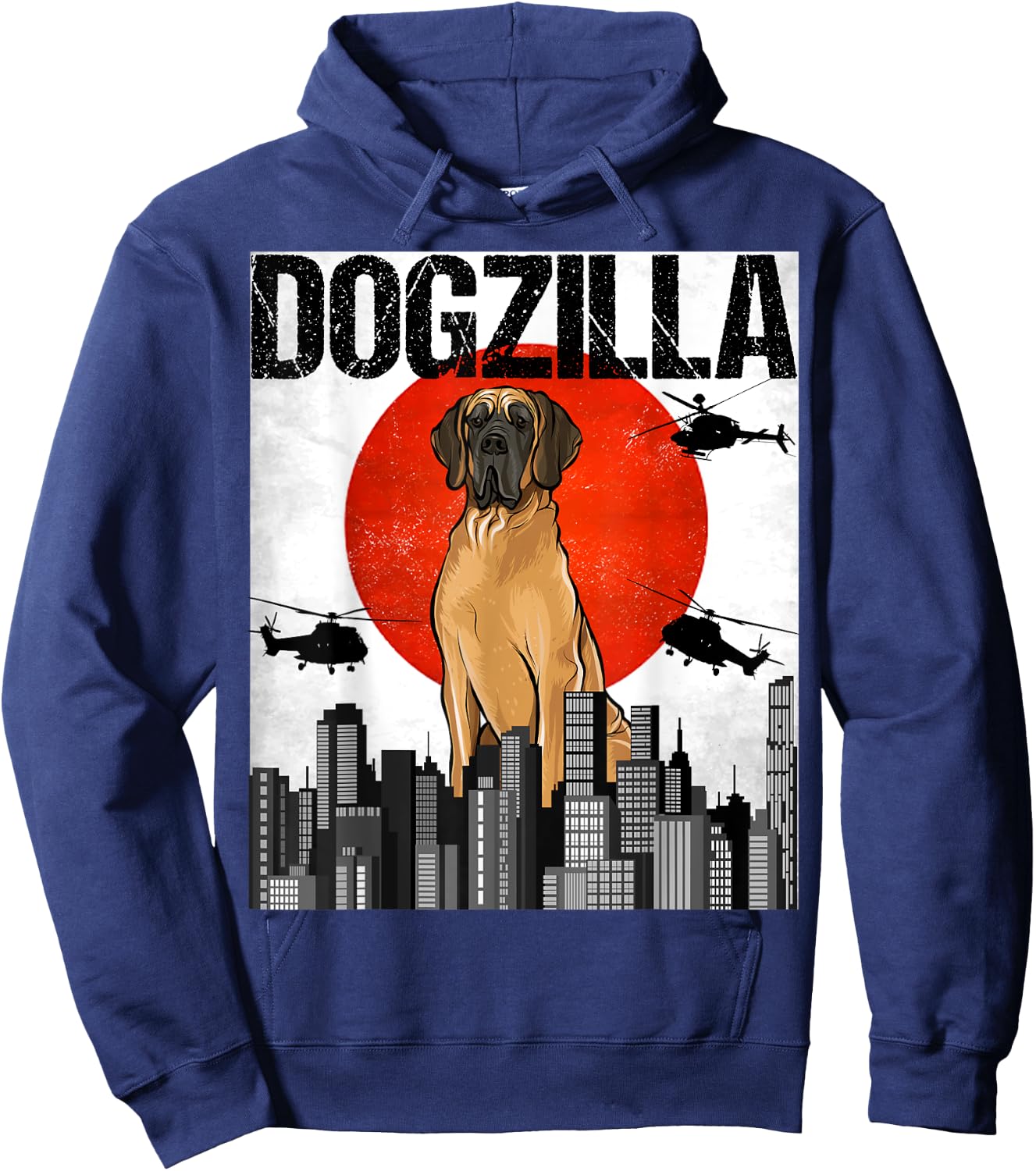 Funny Vintage Japanese Dogzilla Brown Great Dane Hoodie - Hoodie | Navy