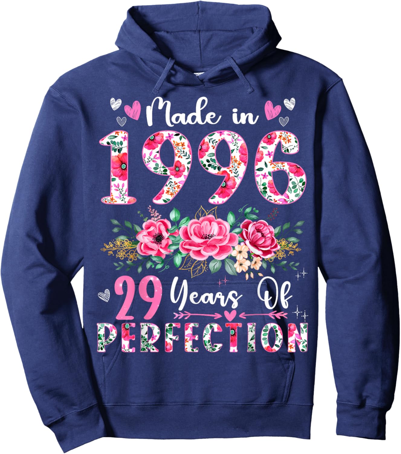 29 Year Old Made In 1996 Floral 29th Birthday Women Hoodie - Hoodie | Navy