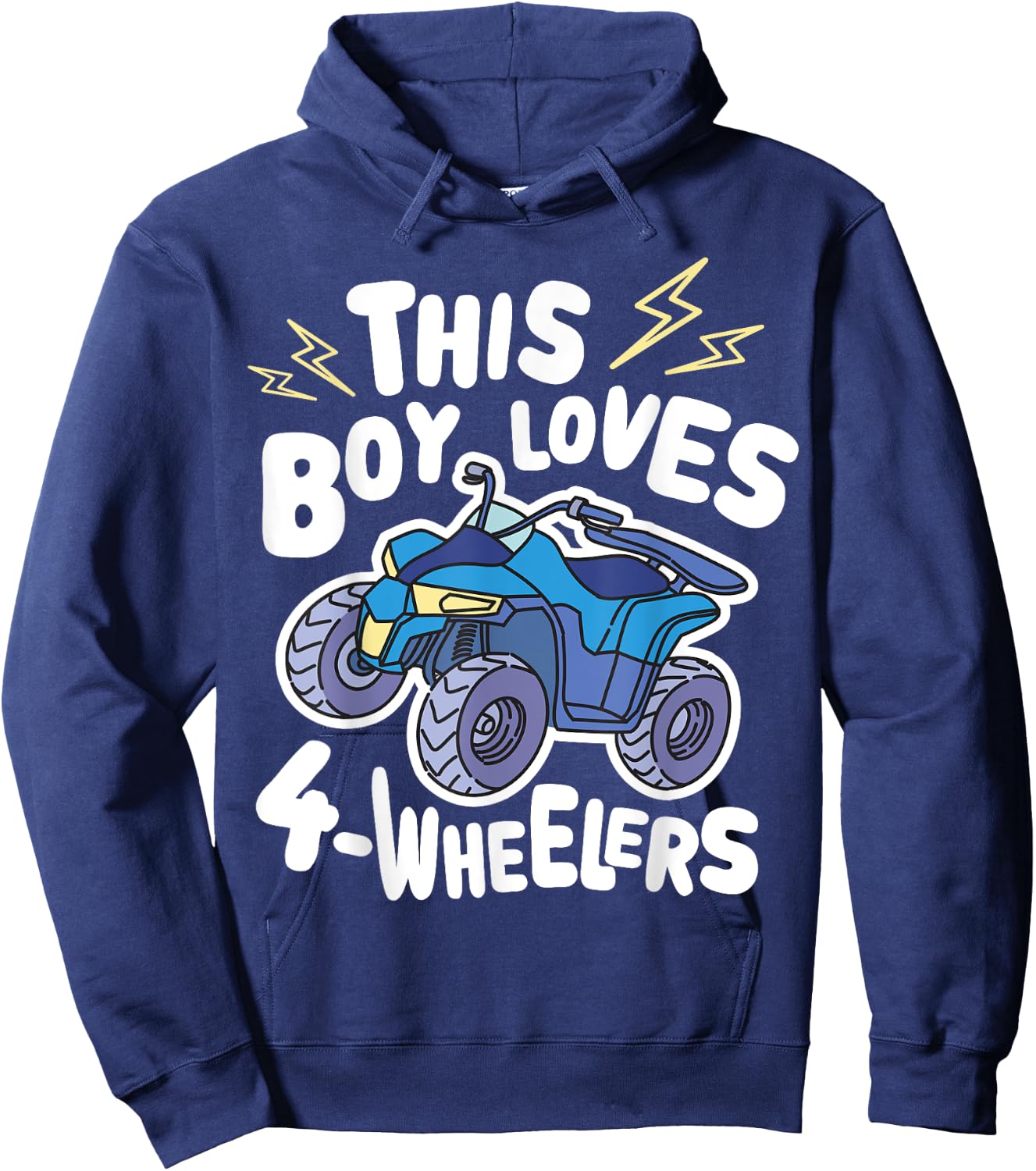 ATV Quad Biking Graphic - This Boy Loves 4 Wheelers Hoodie - Hoodie | Navy