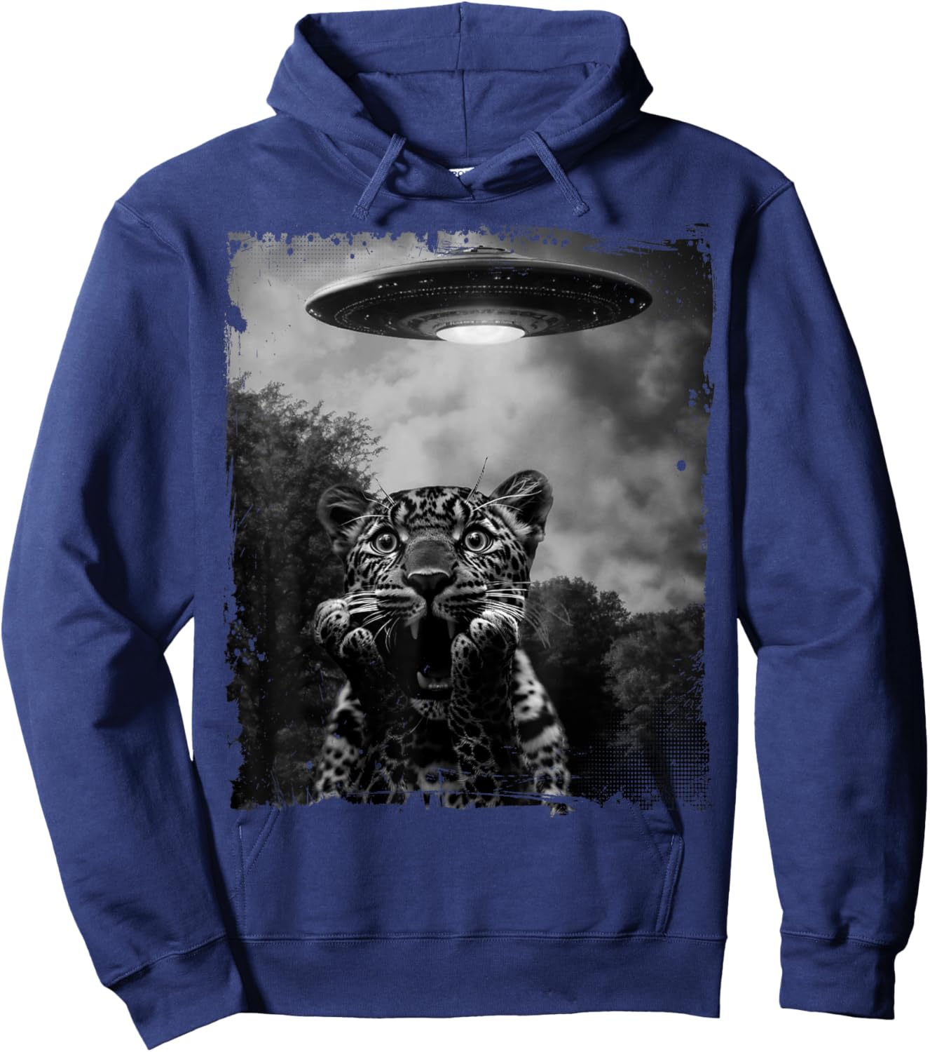 Leopard, Cheetah Selfie with Alien and Ufo Hoodie - Hoodie | Navy