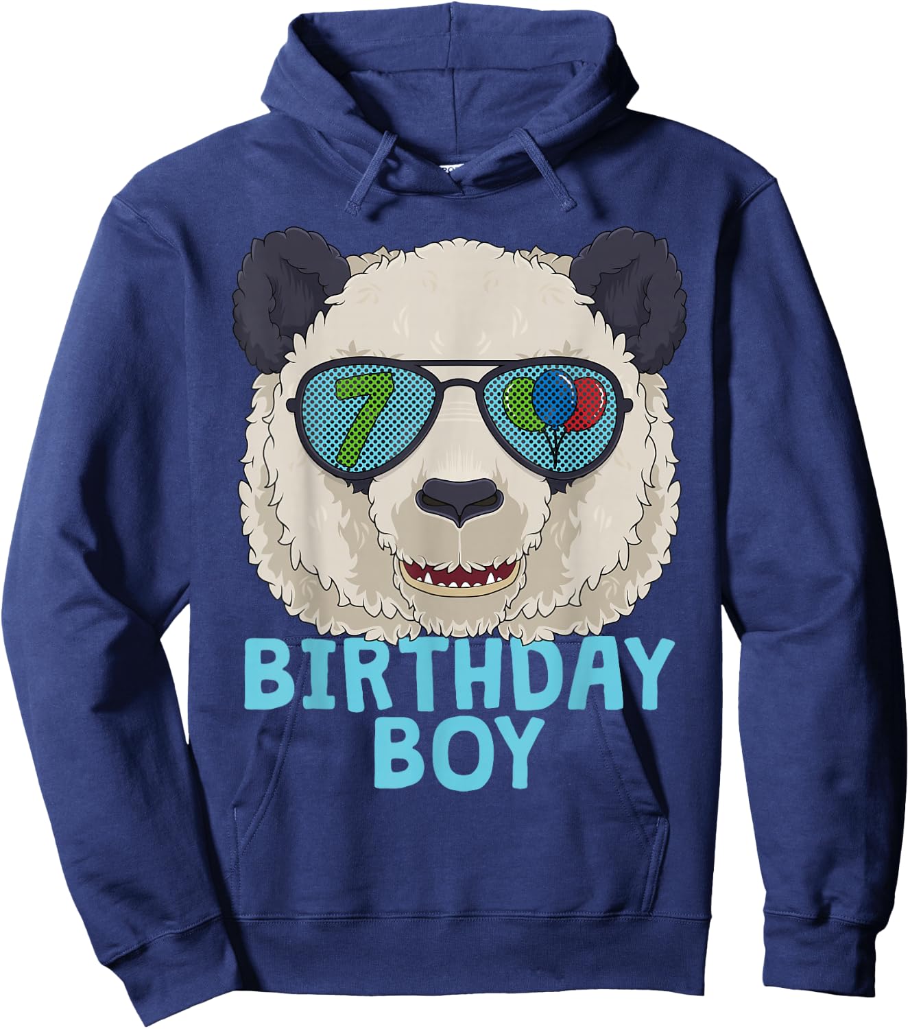 Panda 7th Birthday Boy T Sunglasses 7 Year Old Party Hoodie - Hoodie | Navy