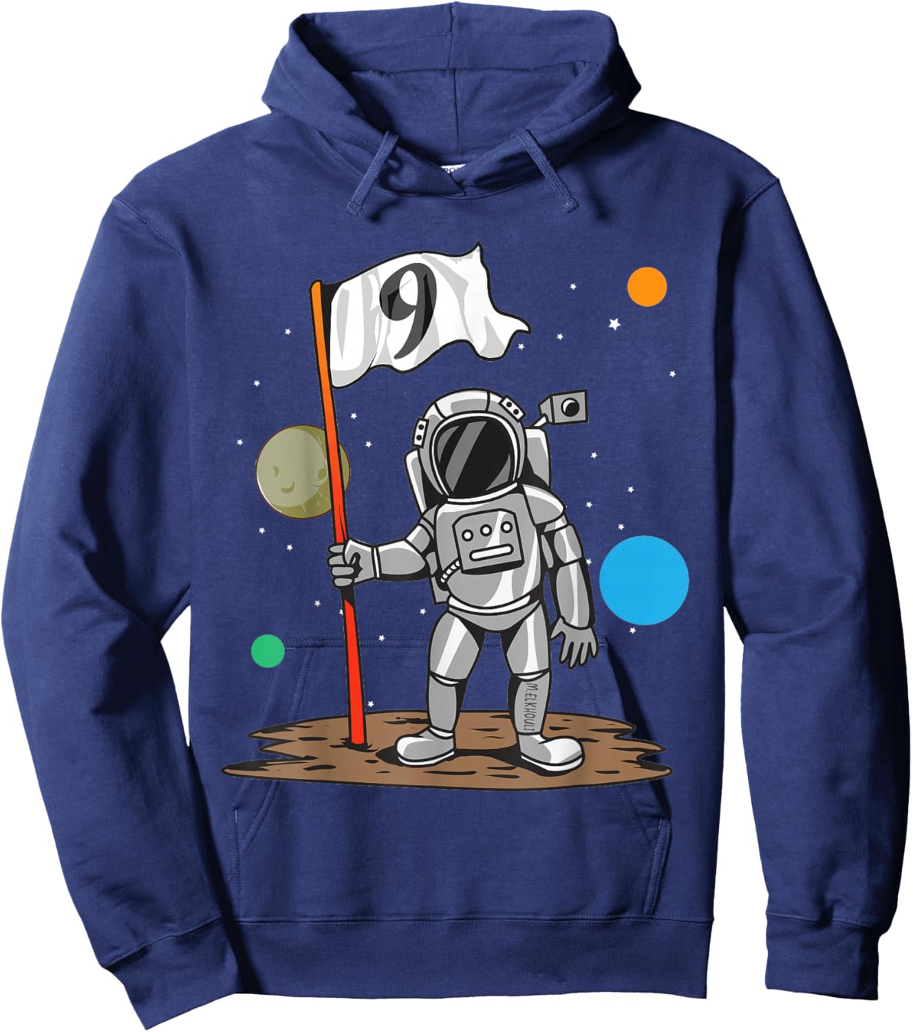 9th Birthday Party Outer Astrology | 9 Years Astronaut Space Hoodie - Hoodie | Navy