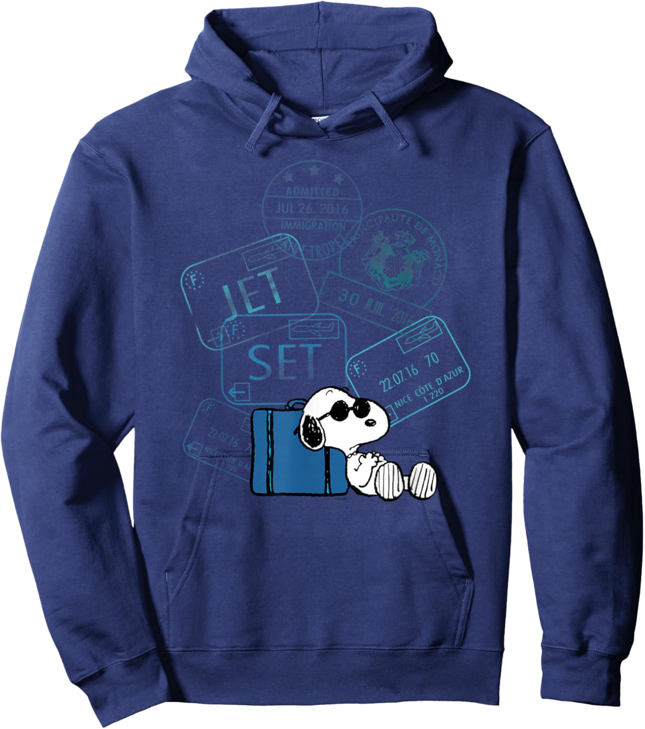 Peanuts - Snoopy Travel Stamps Hoodie - Hoodie | Navy