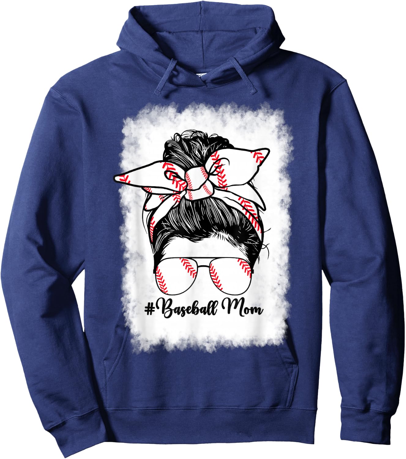 Baseball Mom Mama Messy Bun Baseball Player Son Hoodie - Hoodie | Navy