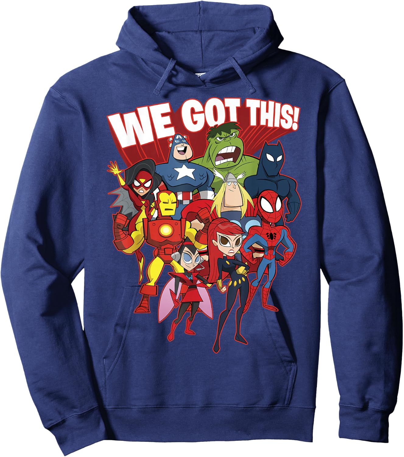 Marvel Avengers We Got This! Retro Cartoon Portrait Hoodie - Hoodie | Navy