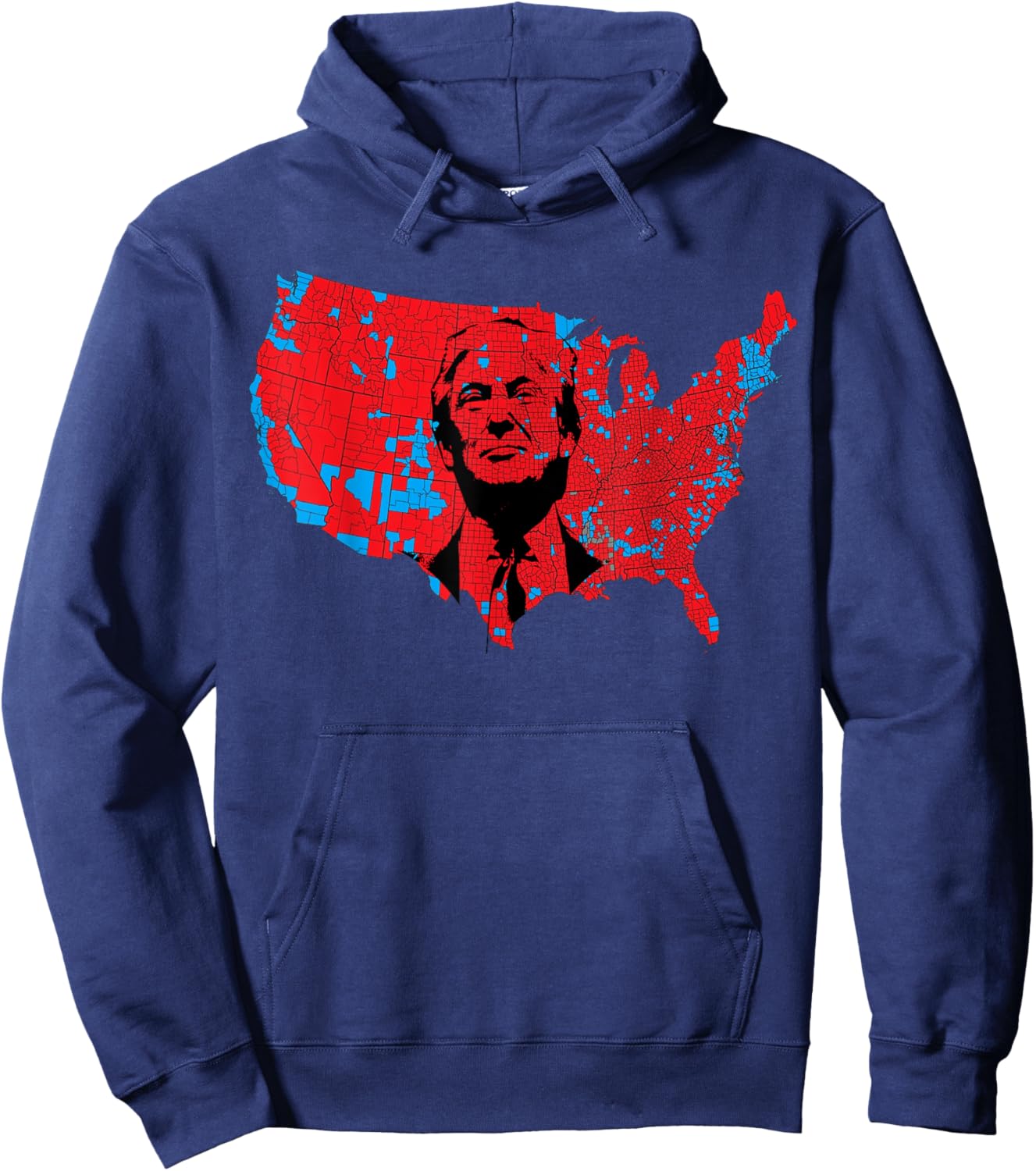 Red Wave Map of USA in the Trump 2024 Presidential Election Hoodie - Hoodie | Navy