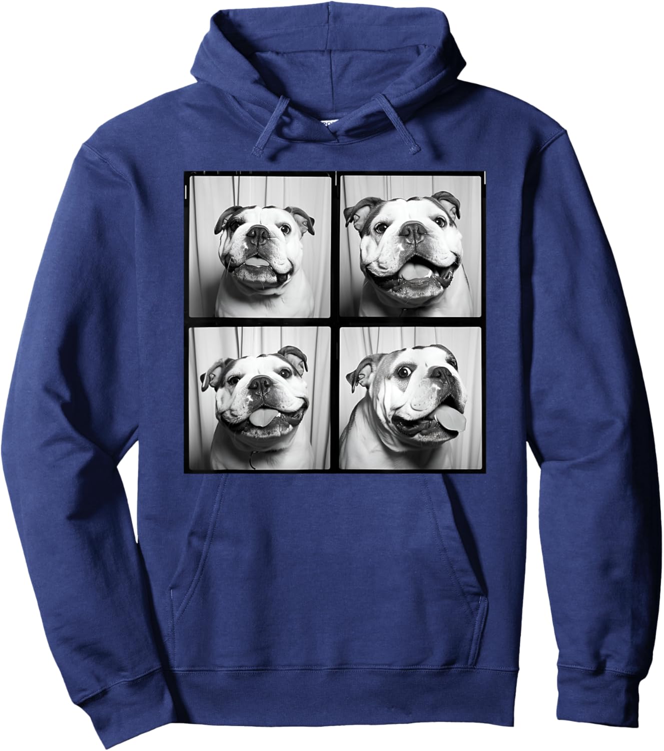 English Bulldog Puppy Face Pet Portrait Bulldog Mom Hoodie - Hoodie | Navy
