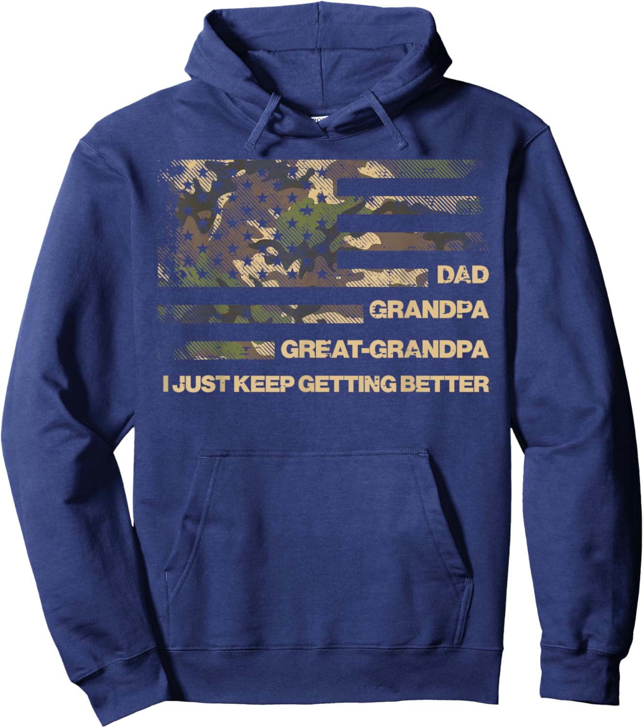 Dad Grandpa Great Grandpa Camo Flag Fathers Grandparents Day Hoodie - Hoodie | Navy