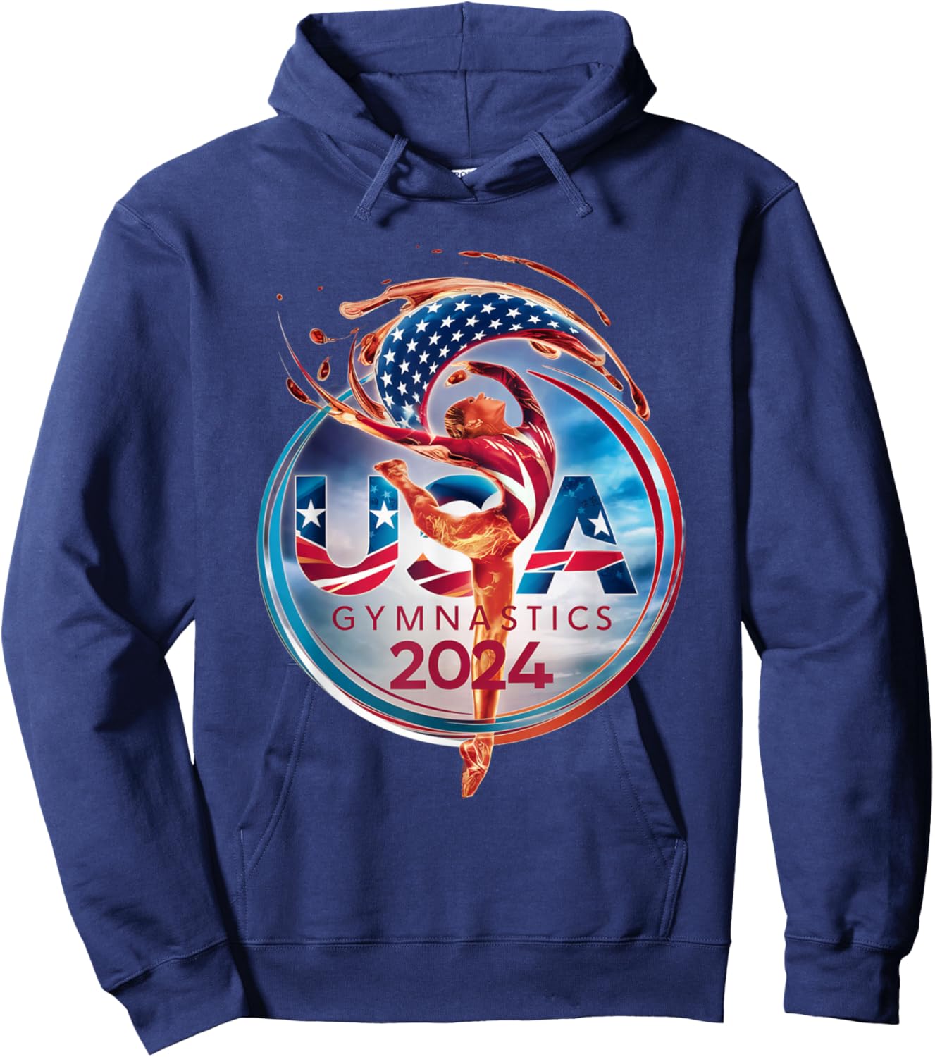 Vibrant Gymnastics 2024 Logo: Strength and Elegance USA Hoodie - Hoodie | Navy