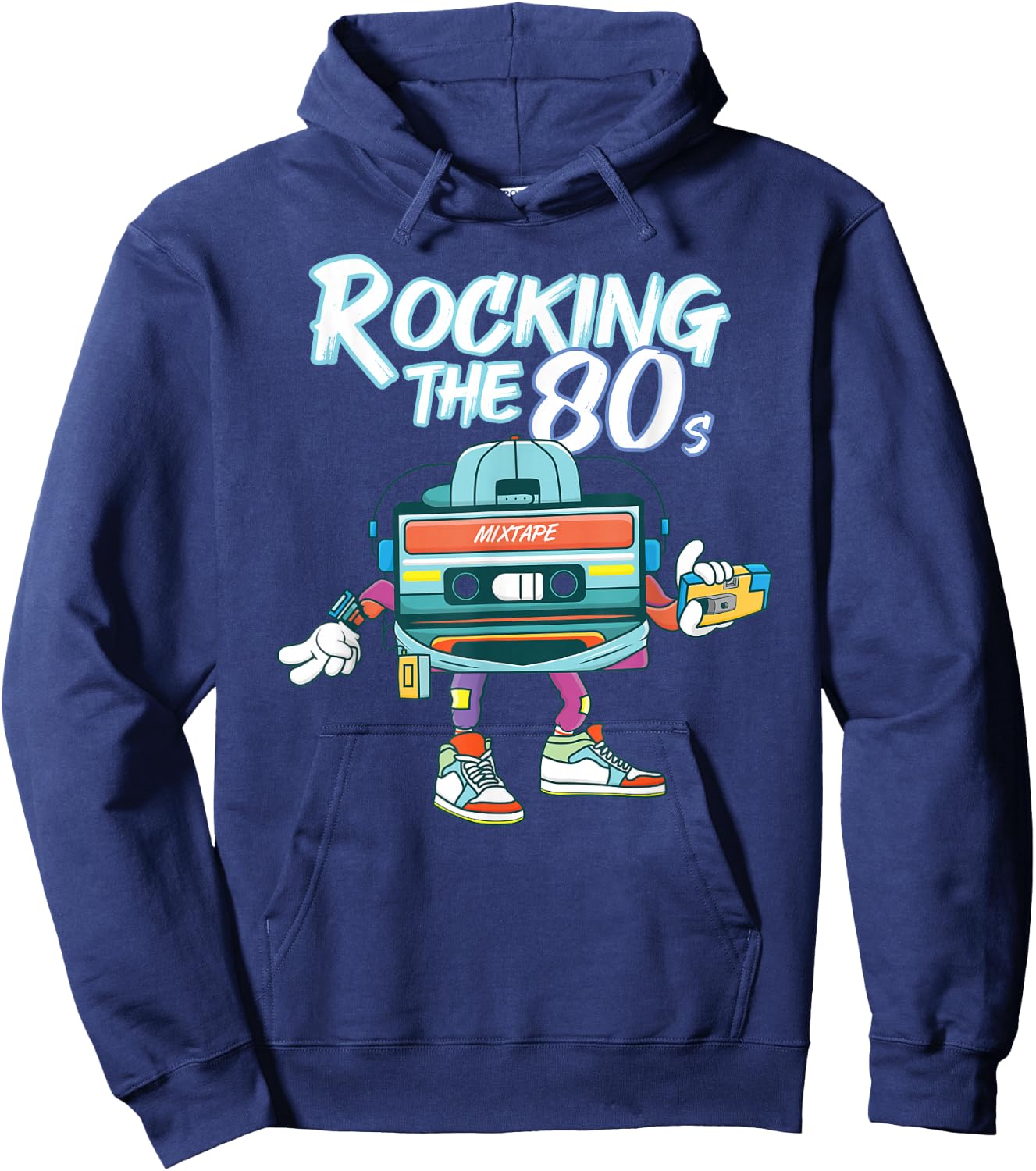 Retro 80s Rocking The 80s Mixtape Vintage Classic 1980s Hoodie - Hoodie | Navy