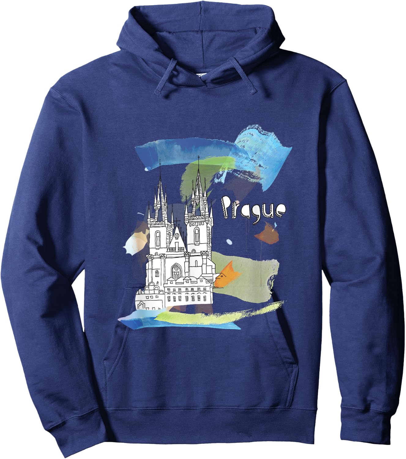 Prague Landmark Church Of Our Lady Before Tyn Czech Souvenir Hoodie - Hoodie | Navy