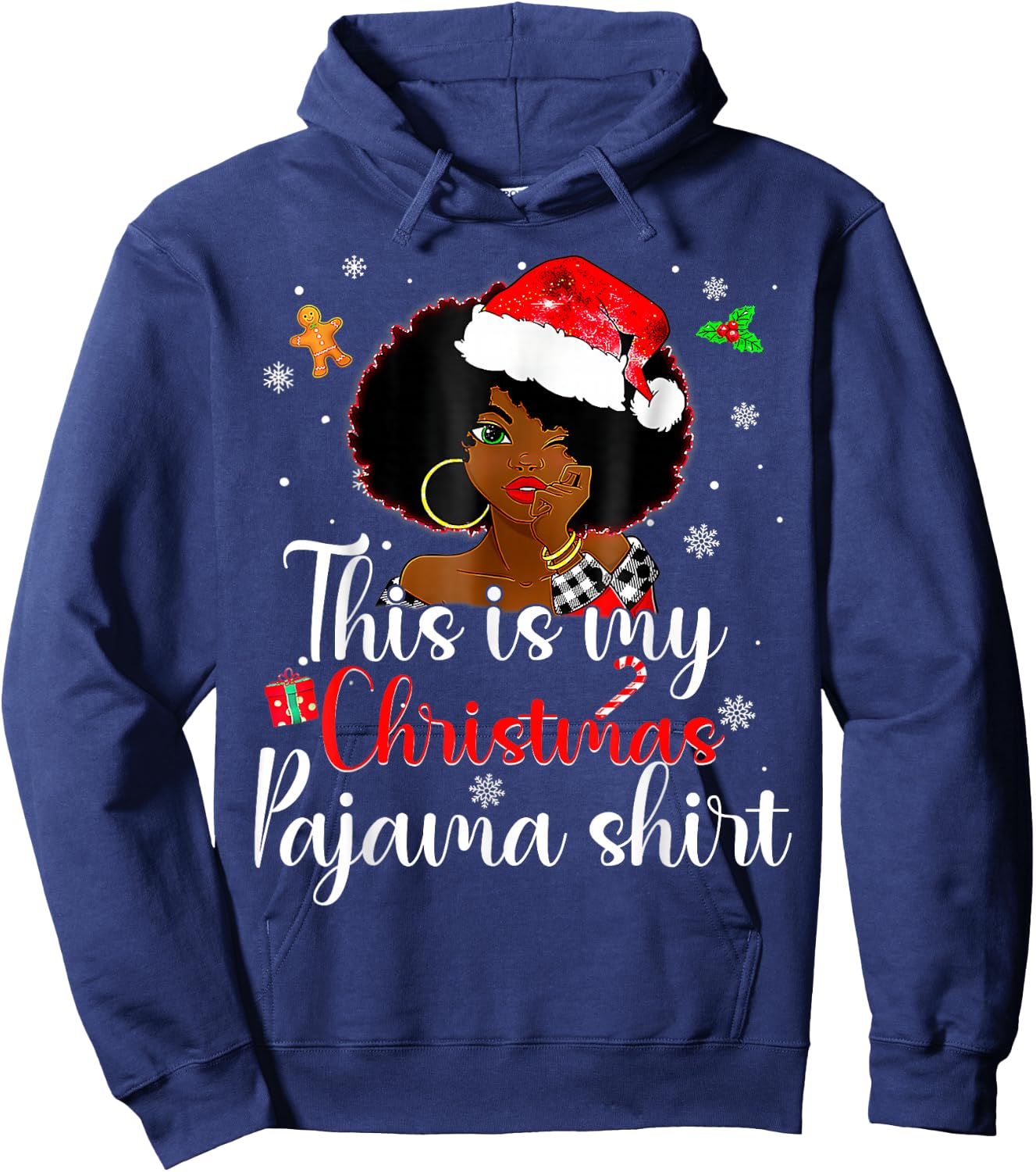 This Is My Christmas Pajama Black African American Melanin Hoodie - Hoodie | Navy