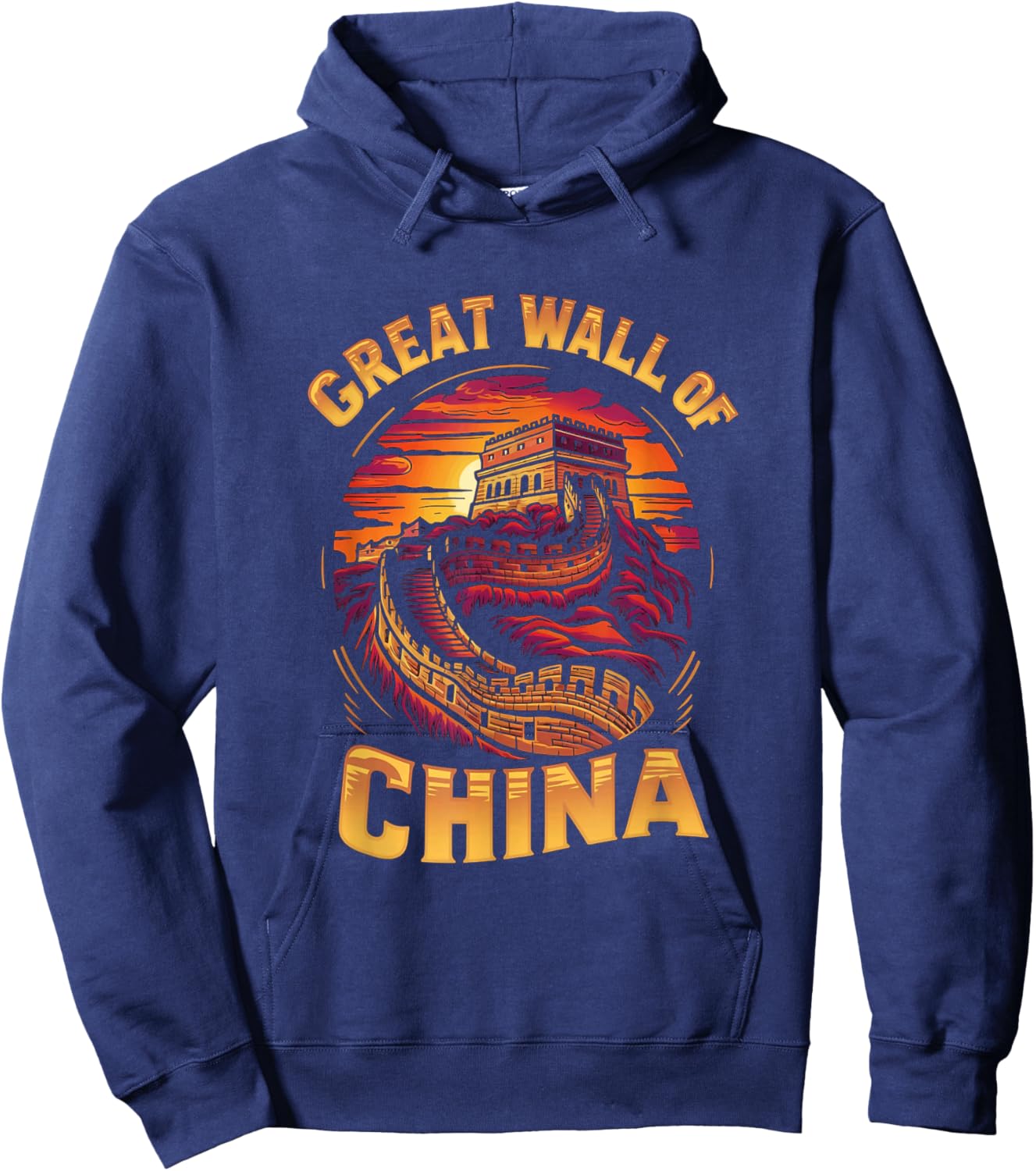 Great Wall of China Historic Landmark Sunset Hoodie - Hoodie | Navy