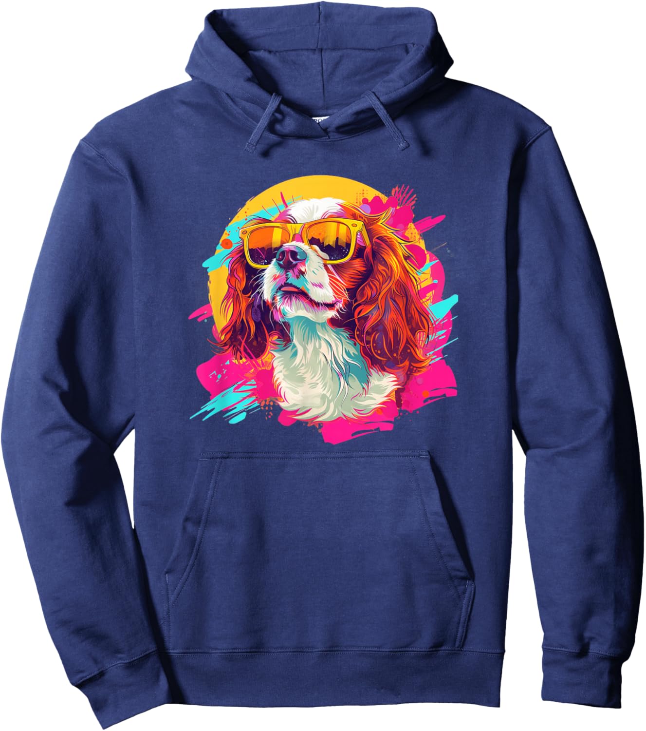 Kid Funny Retro Vintage 80s 90s Cavalier Dog Mom Hoodie - Hoodie | Navy