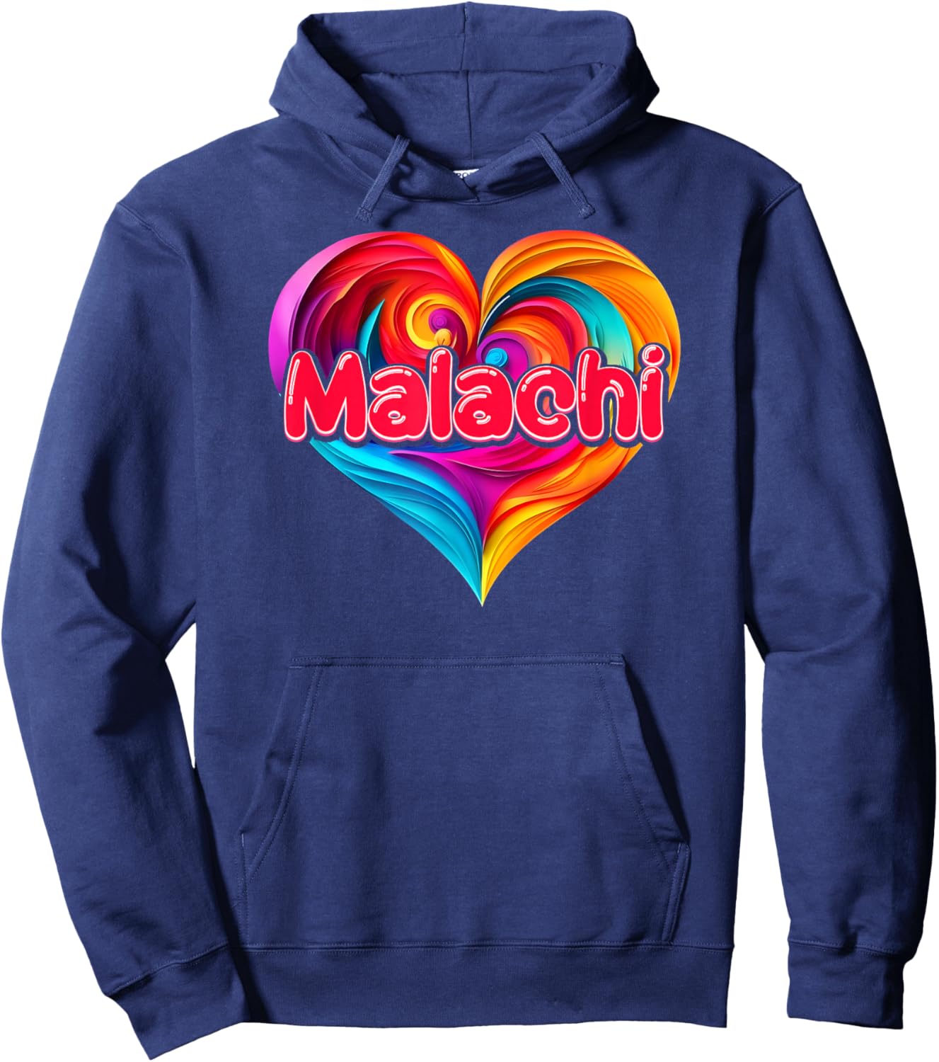 I Heart Love Malachi First Name Colorful Named Hoodie - Hoodie | Navy