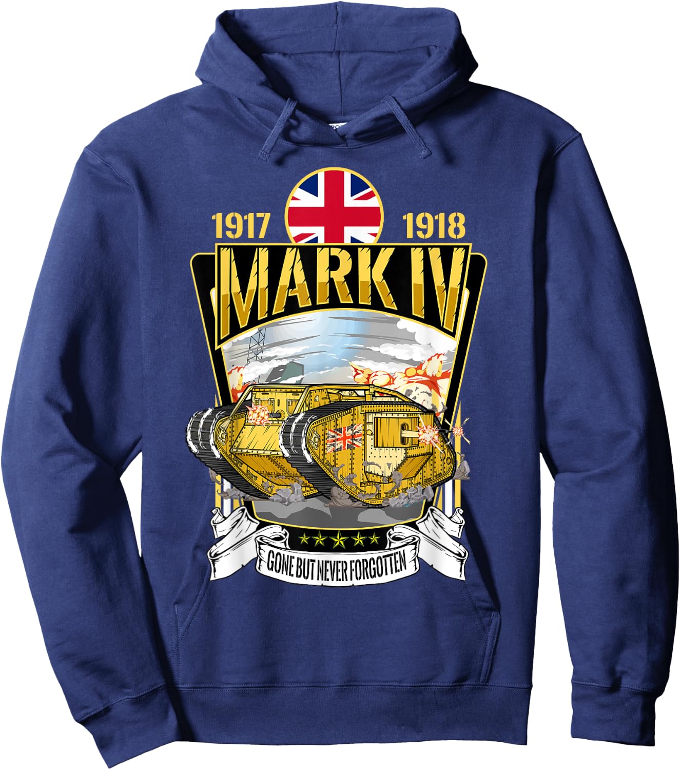 Vintage World War 1 British Tank Mark IV Male WW1 gift Hoodie - Hoodie | Navy