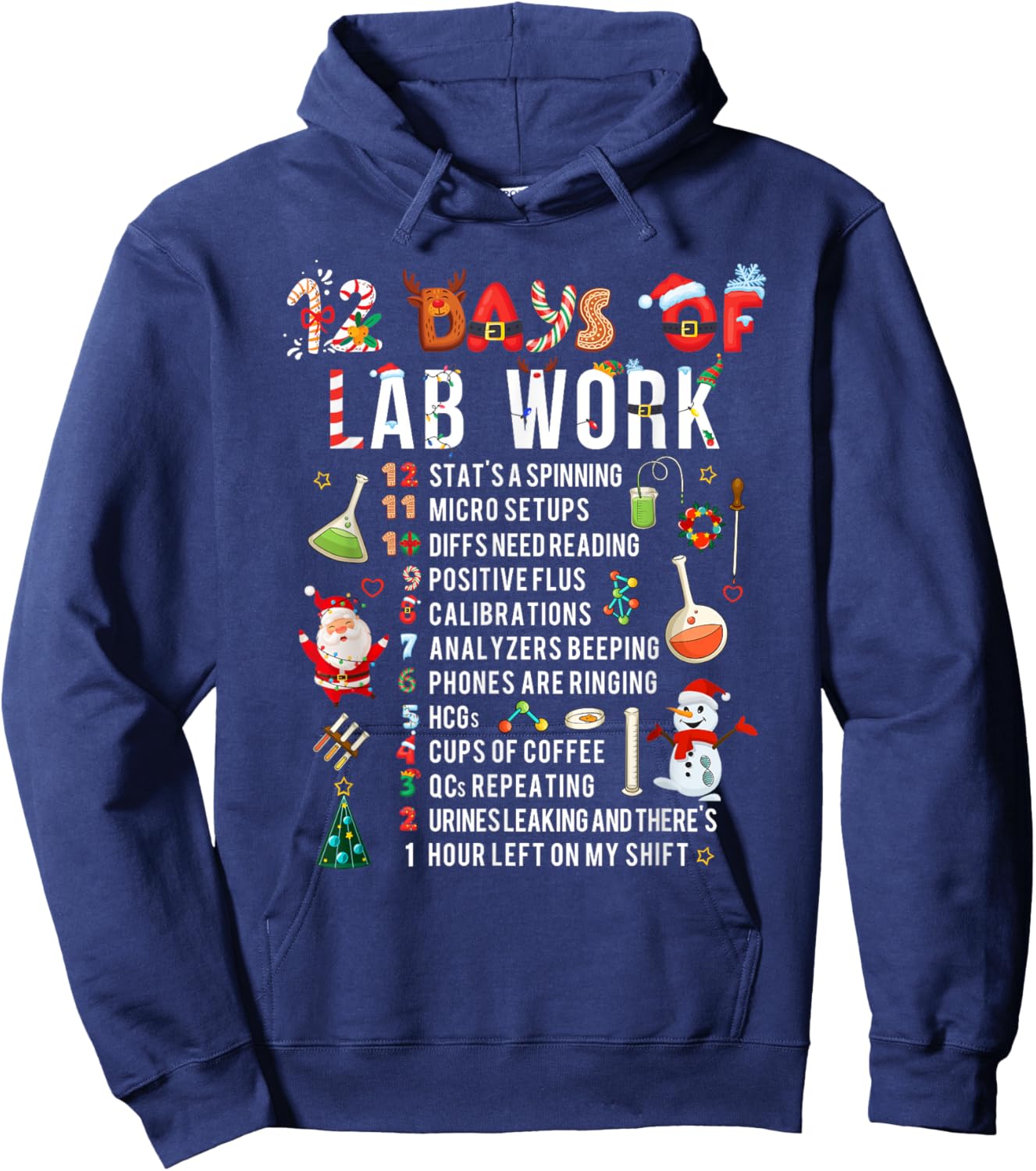 12 Days Of Lab Work Christmas Medical Laboratory Scientist Hoodie - Hoodie | Navy