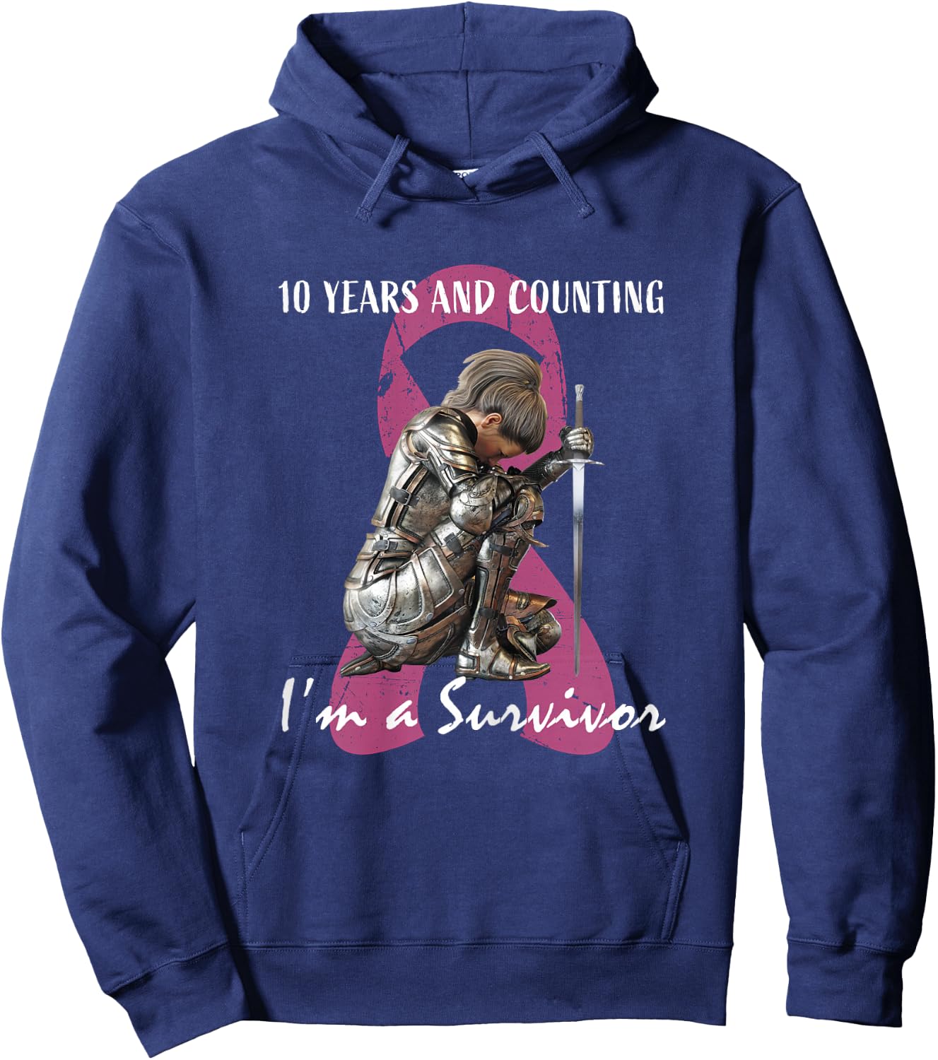 10 Years Cancer Free Gifts 10 Year Breast Cancer Survivor Hoodie - Hoodie | Navy