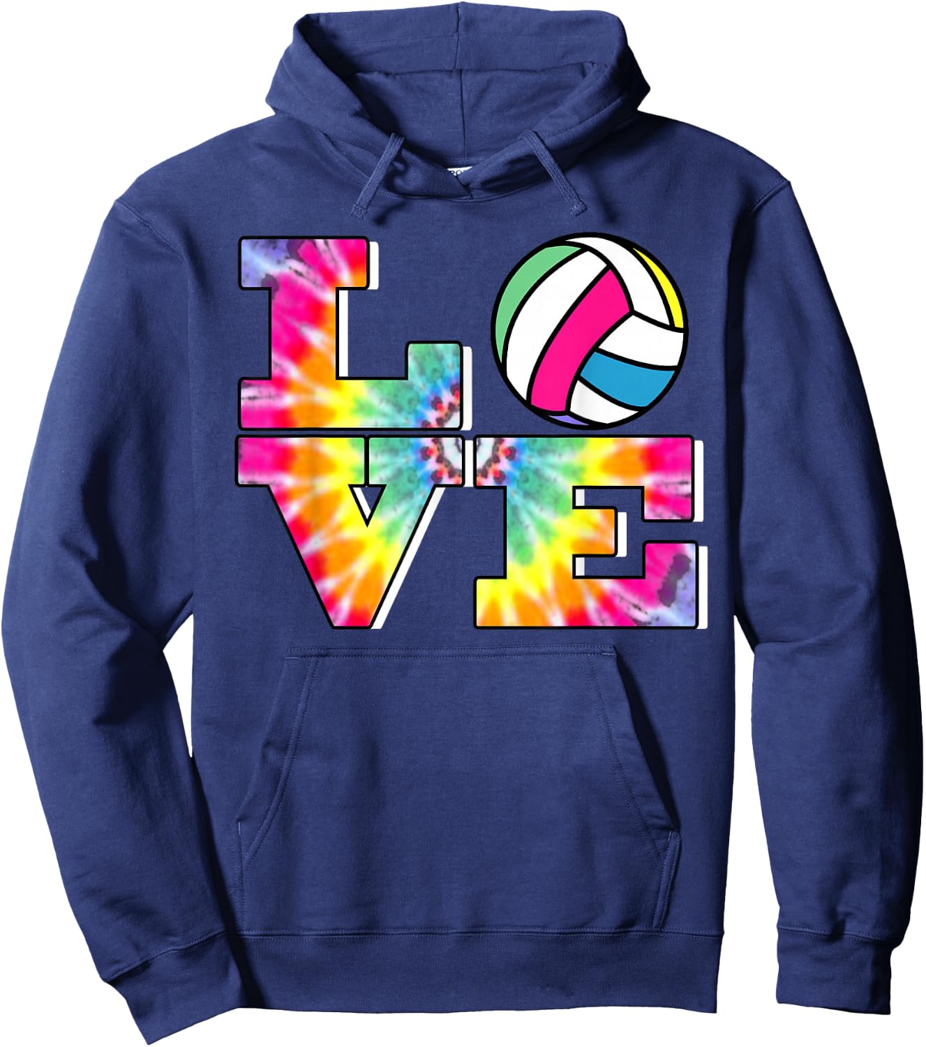 Girls Volleyball Tie Dye Love Colorful for Teenagers Hoodie - Hoodie | Navy