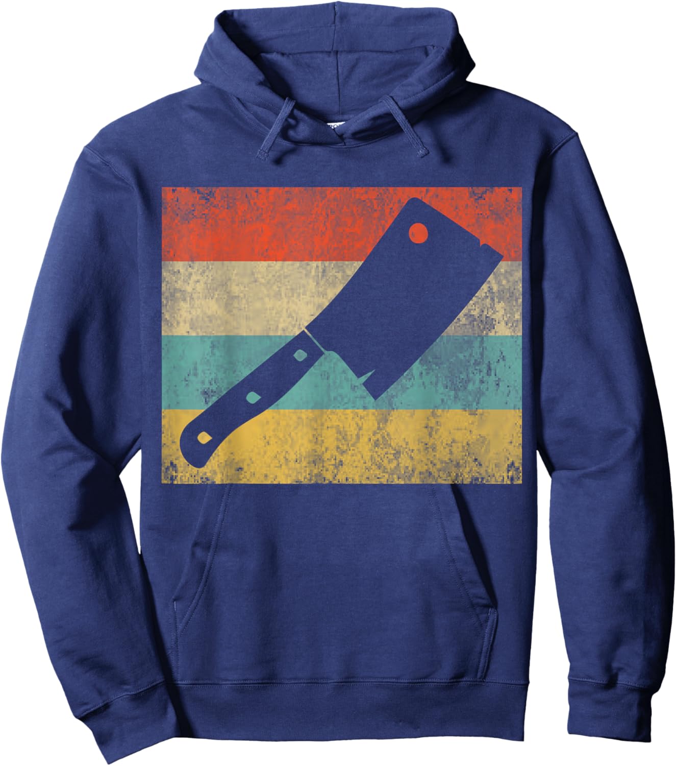 Funny Vintage Meat Cleaver Cooking Joke Chef Retro Women Men Hoodie - Hoodie | Navy
