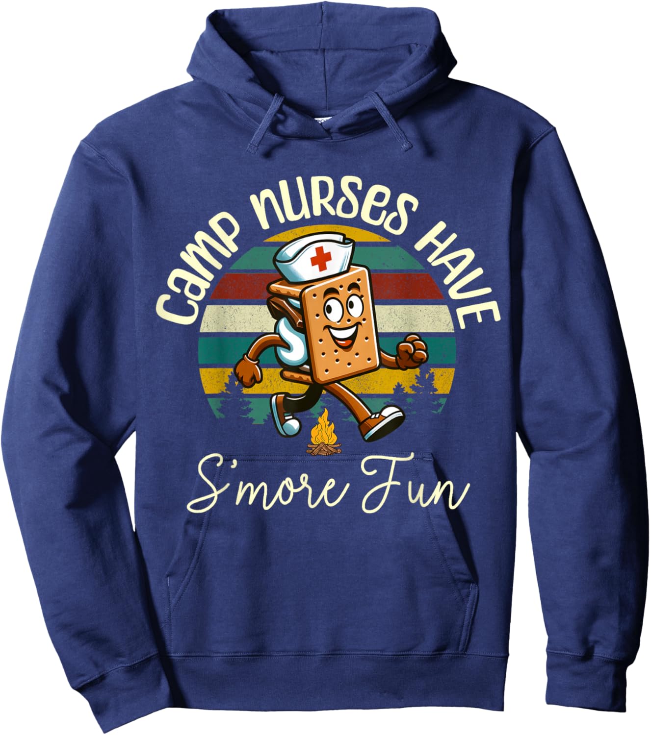 Camp Nurse Retro Camper Nature Camping Trip S'Mores Campfire Hoodie - Hoodie | Navy