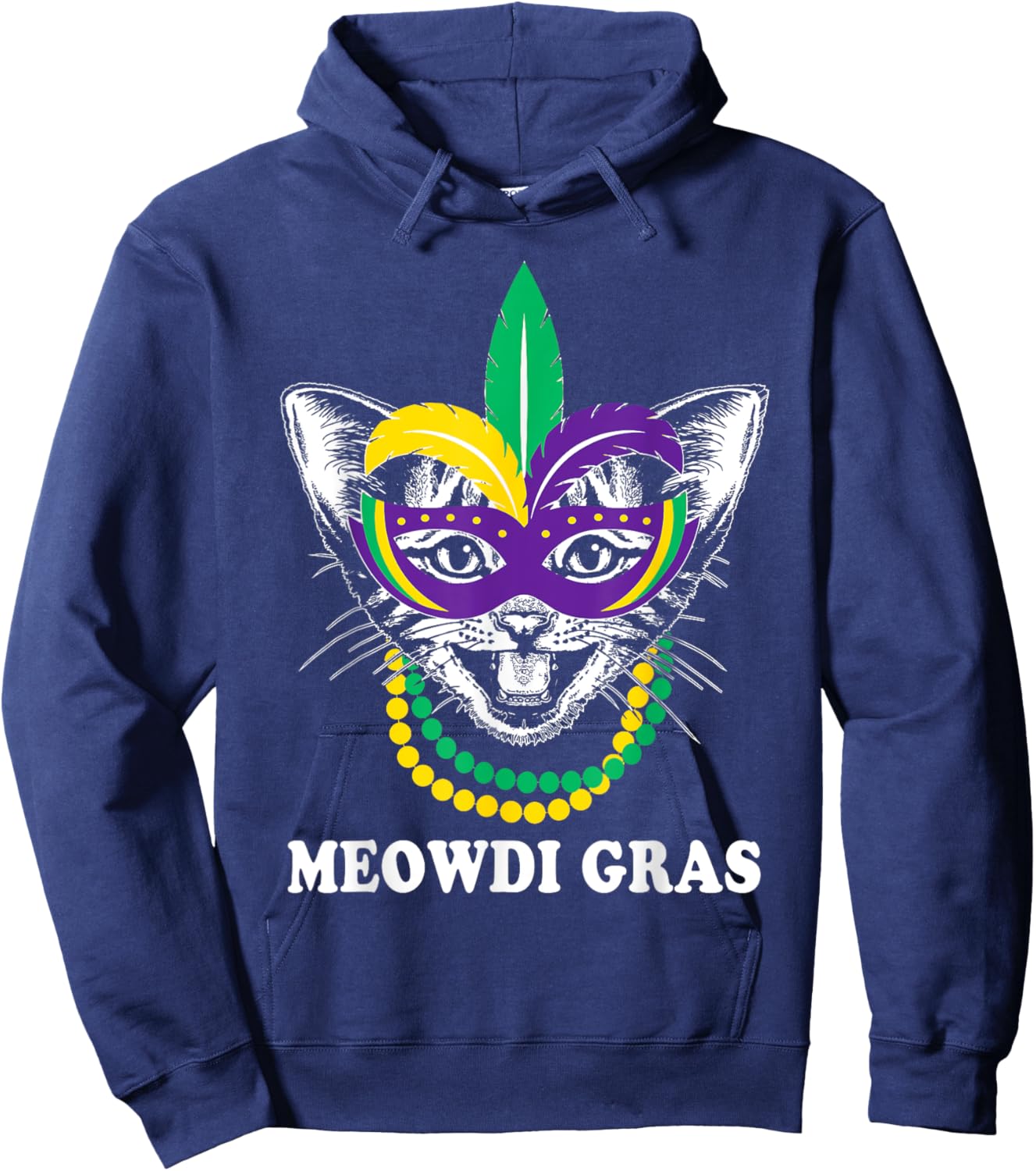 Meowdi Gras Mardi Gras Cat Lover New Orleans Louisiana USA Women Kids Hoodie - Hoodie | Navy