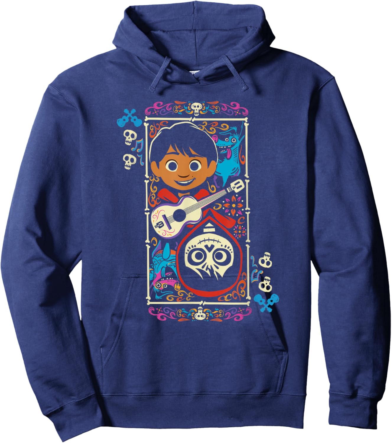 Disney Pixar Coco Miguel Two Faces Day Of The Dead Big Frame Hoodie - Hoodie | Navy