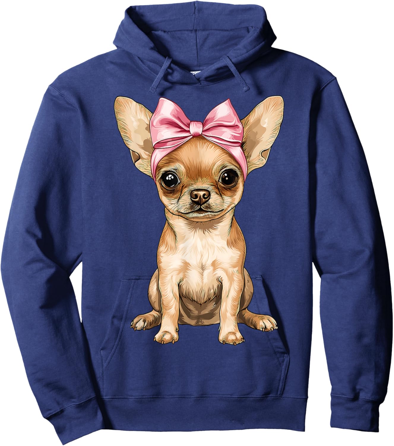 Coquette Bow Chihuahua Dog Mom Mothers Day Pink Girl Hoodie - Hoodie | Navy
