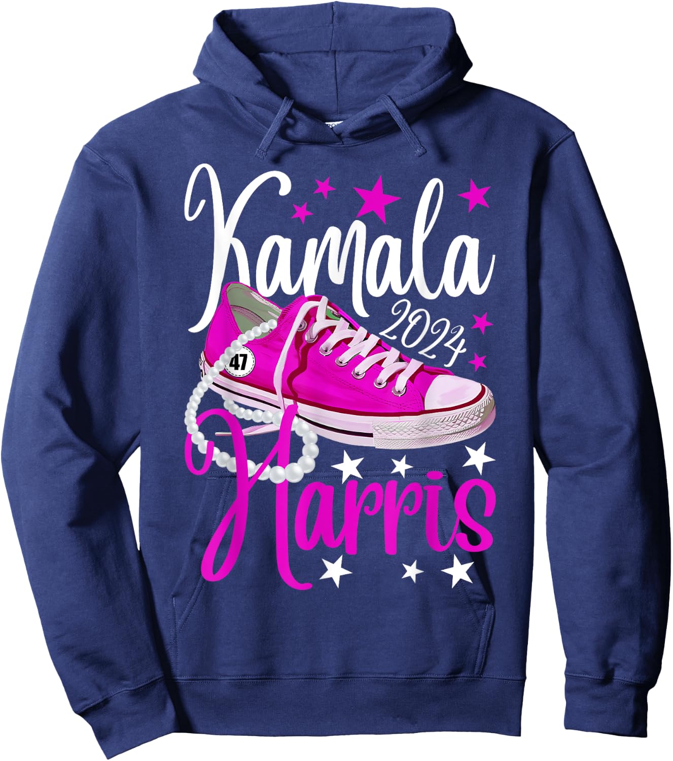 Kamala Harris 2024 For USA President 47th Chucks And Pearls Hoodie - Hoodie | Navy