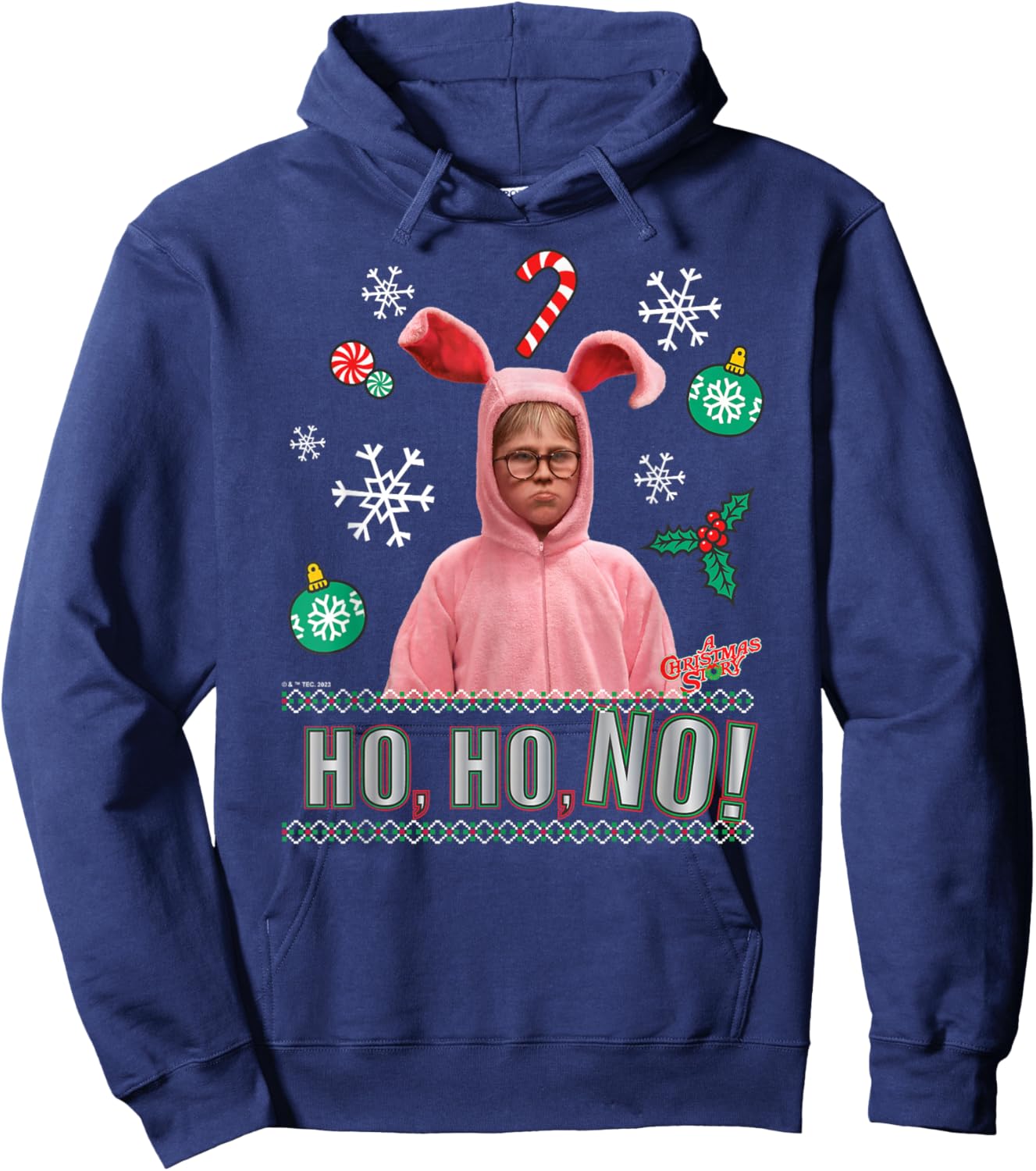 A Christmas Story - Ho Ho Ho Pink Bunny Suit Hoodie - Hoodie | Navy