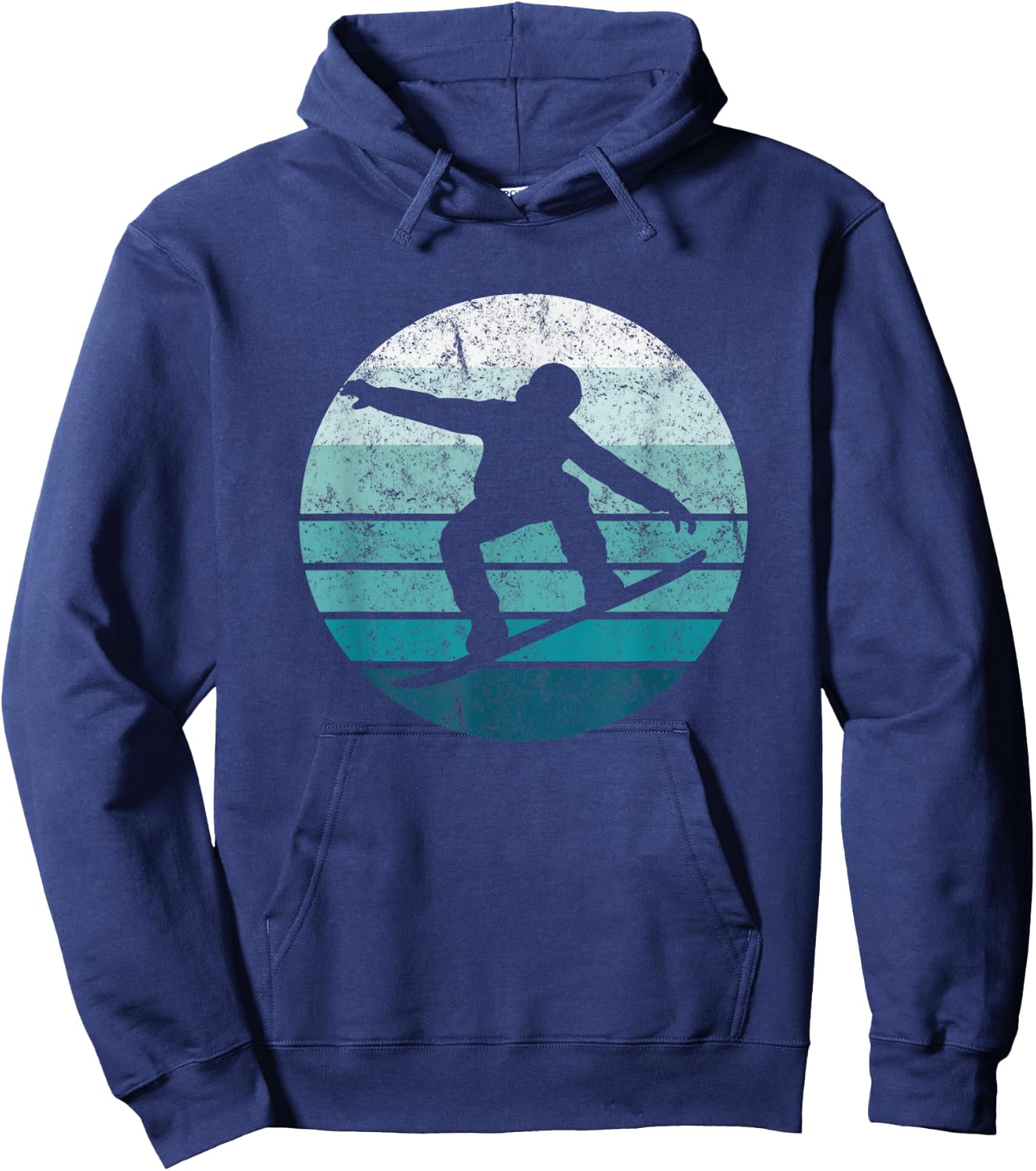 Snowboard, Retro Style Snowboarding, Blue Sunset Hoodie - Hoodie | Navy